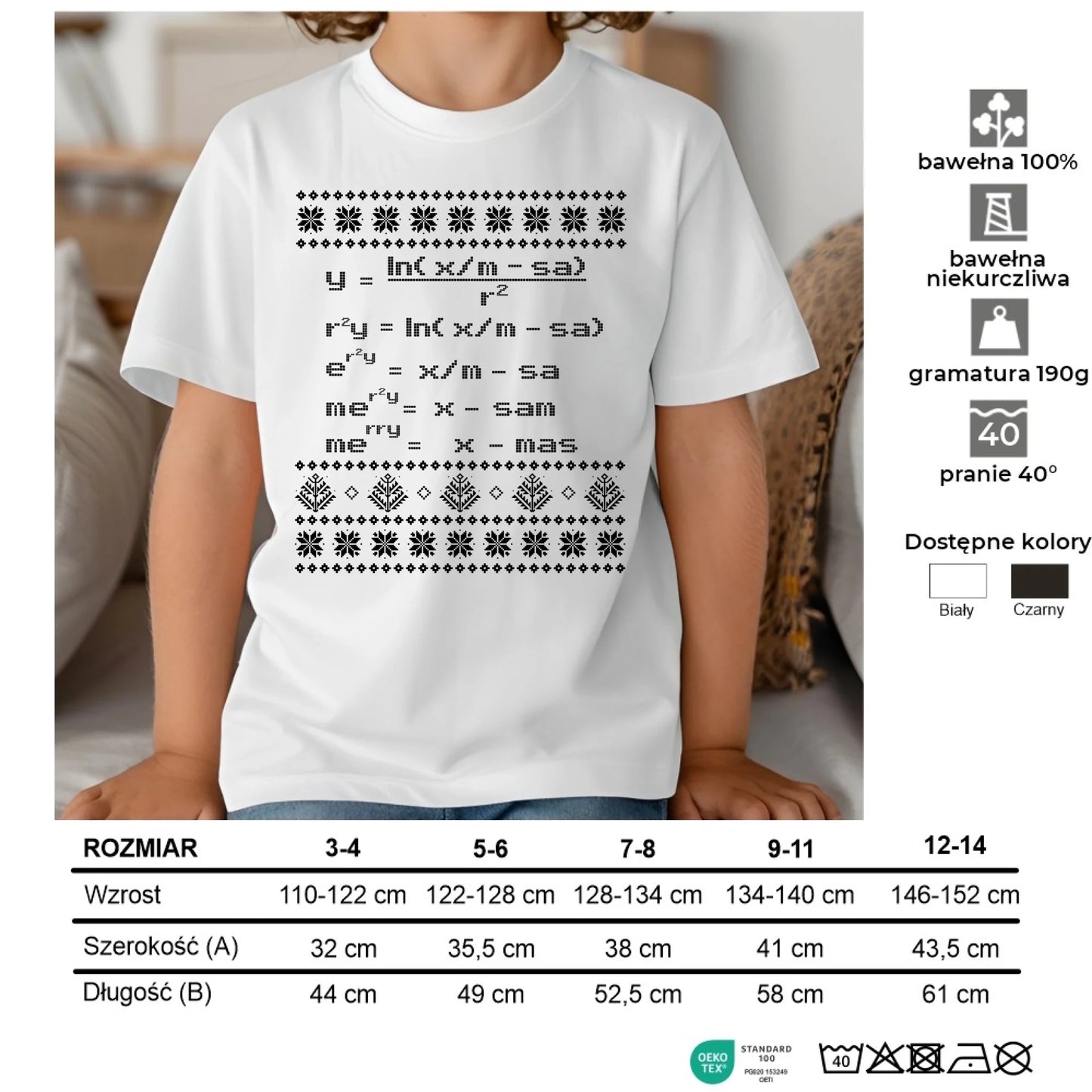 Koszulka dziecięca świąteczna - Zadanie matematyczne BN108 - StoryCups.pl