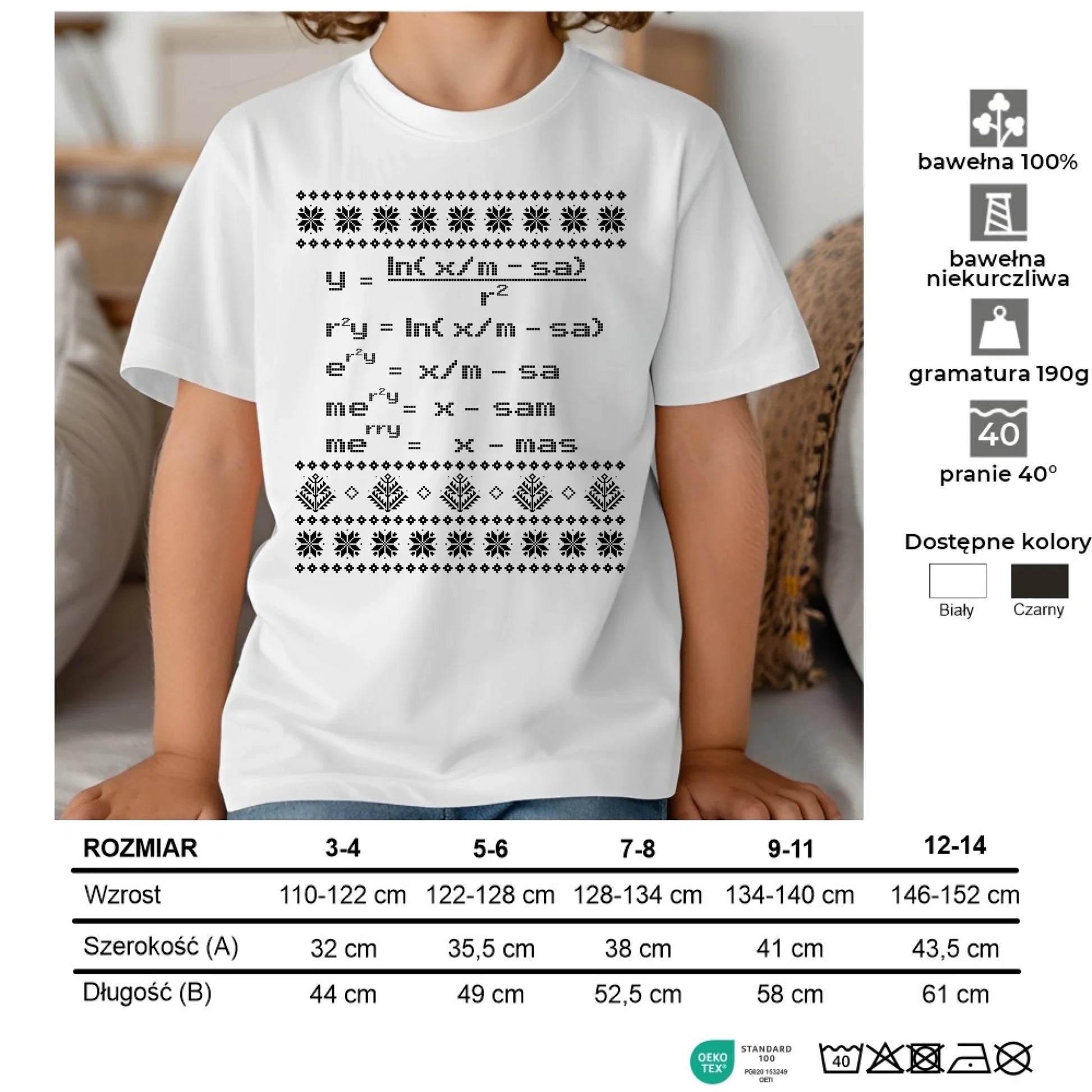 Koszulka dziecięca świąteczna - Zadanie matematyczne BN108 - StoryCups.pl
