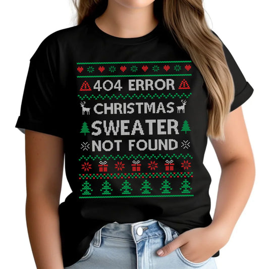 Koszulka damska świąteczna - Error 404 Christmas sweater not found BN107 - StoryCups.pl