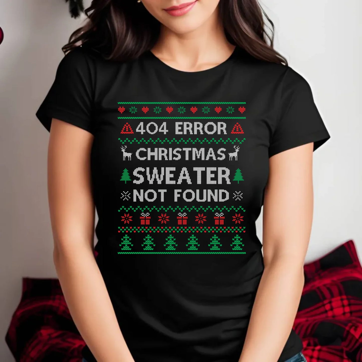 Koszulka damska świąteczna - Error 404 Christmas sweater not found BN107 - StoryCups.pl