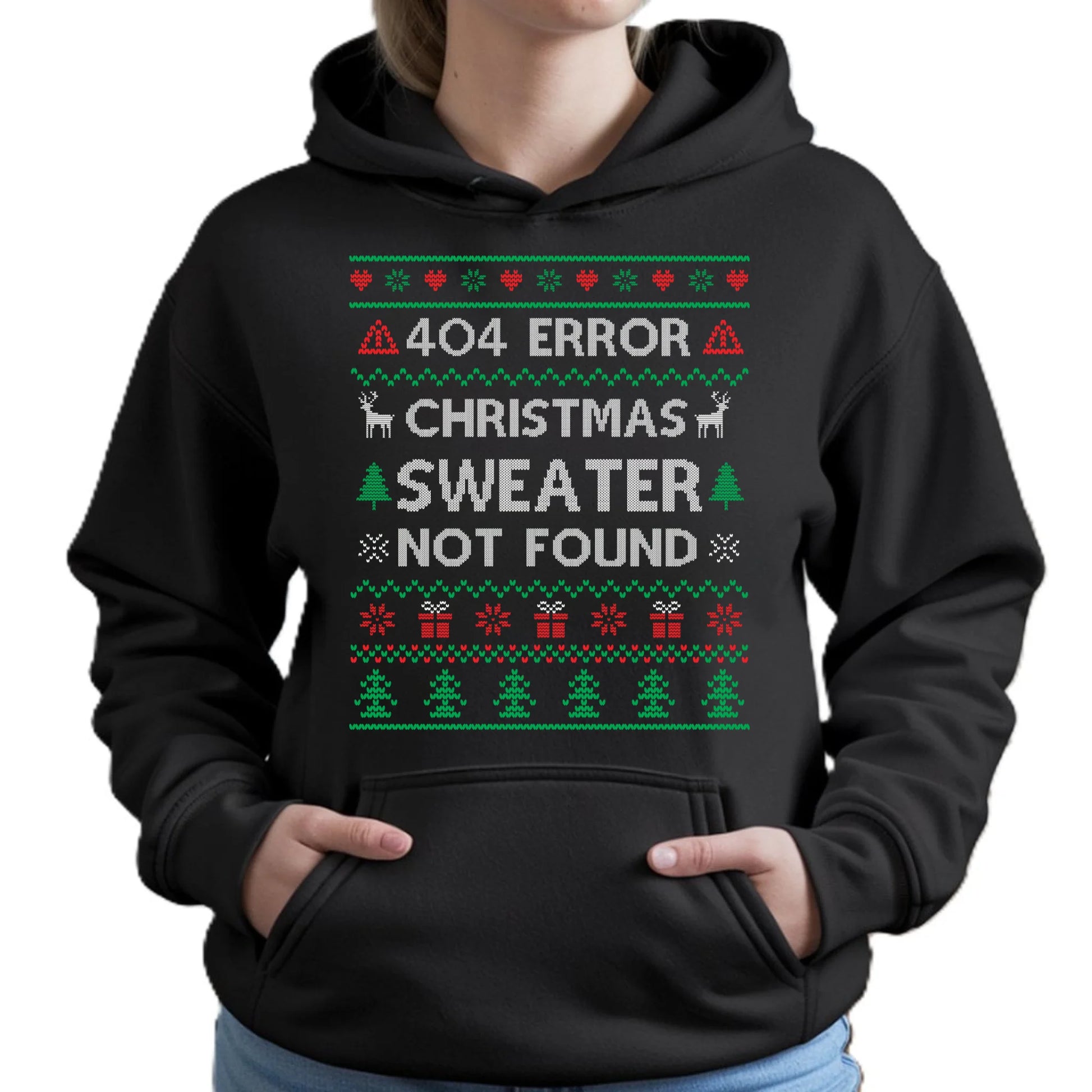 Bluza męska z kapturem świąteczna - Error 404 Christmas sweater not found BN107 - StoryCups.pl
