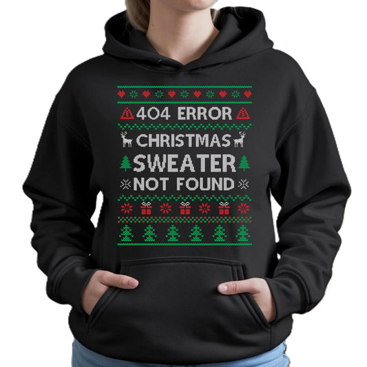 Bluza męska z kapturem świąteczna - Error 404 Christmas sweater not found BN107 - StoryCups.pl