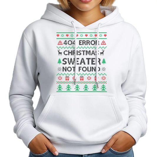 Bluza męska z kapturem świąteczna - Error 404 Christmas sweater not found BN107 - StoryCups.pl
