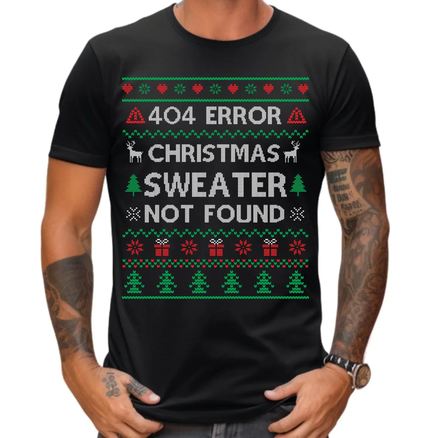 Koszulka męska świąteczna - Error 404 Christmas sweater not found BN107 - StoryCups.pl