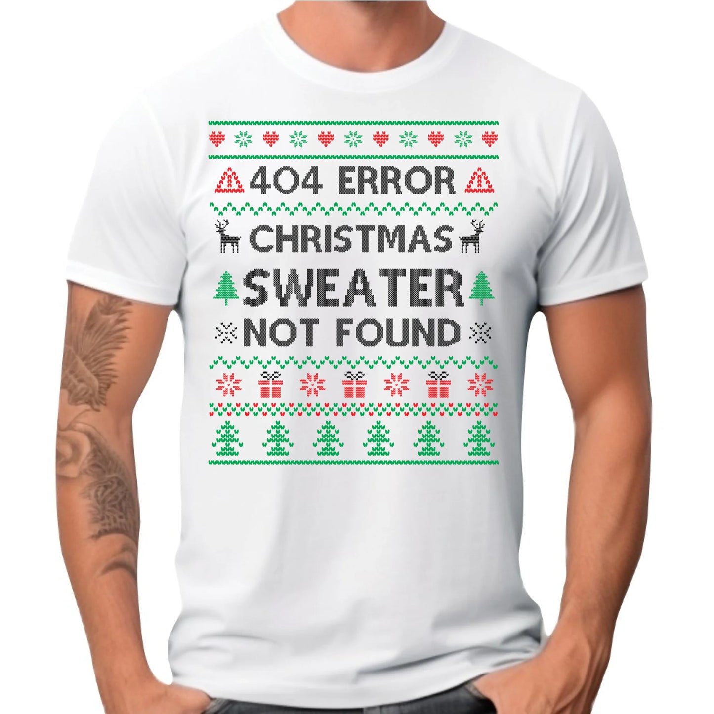 Koszulka męska świąteczna - Error 404 Christmas sweater not found BN107 - StoryCups.pl