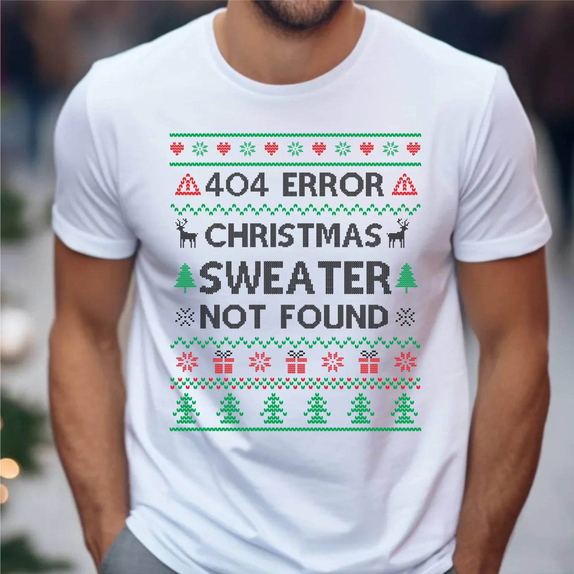 Koszulka męska świąteczna - Error 404 Christmas sweater not found BN107 - StoryCups.pl