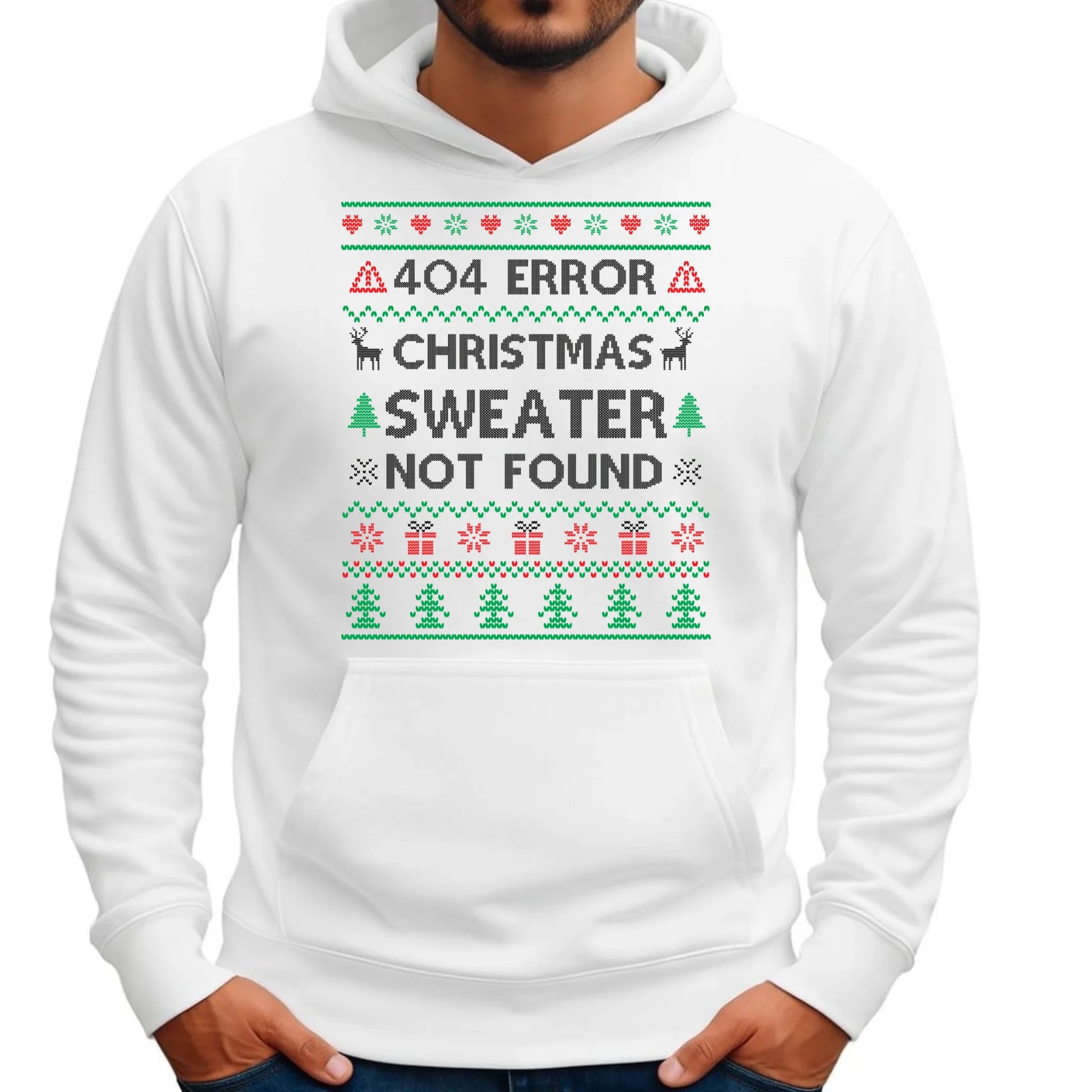 Bluza męska z kapturem świąteczna - Error 404 Christmas sweater not found BN107 - StoryCups.pl