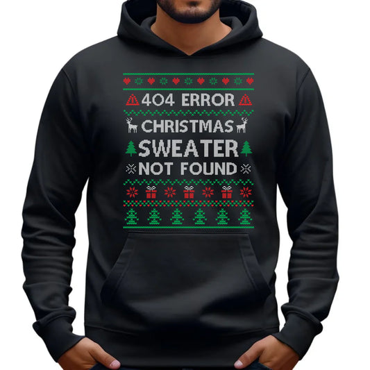 Bluza męska z kapturem świąteczna - Error 404 Christmas sweater not found BN107 - StoryCups.pl