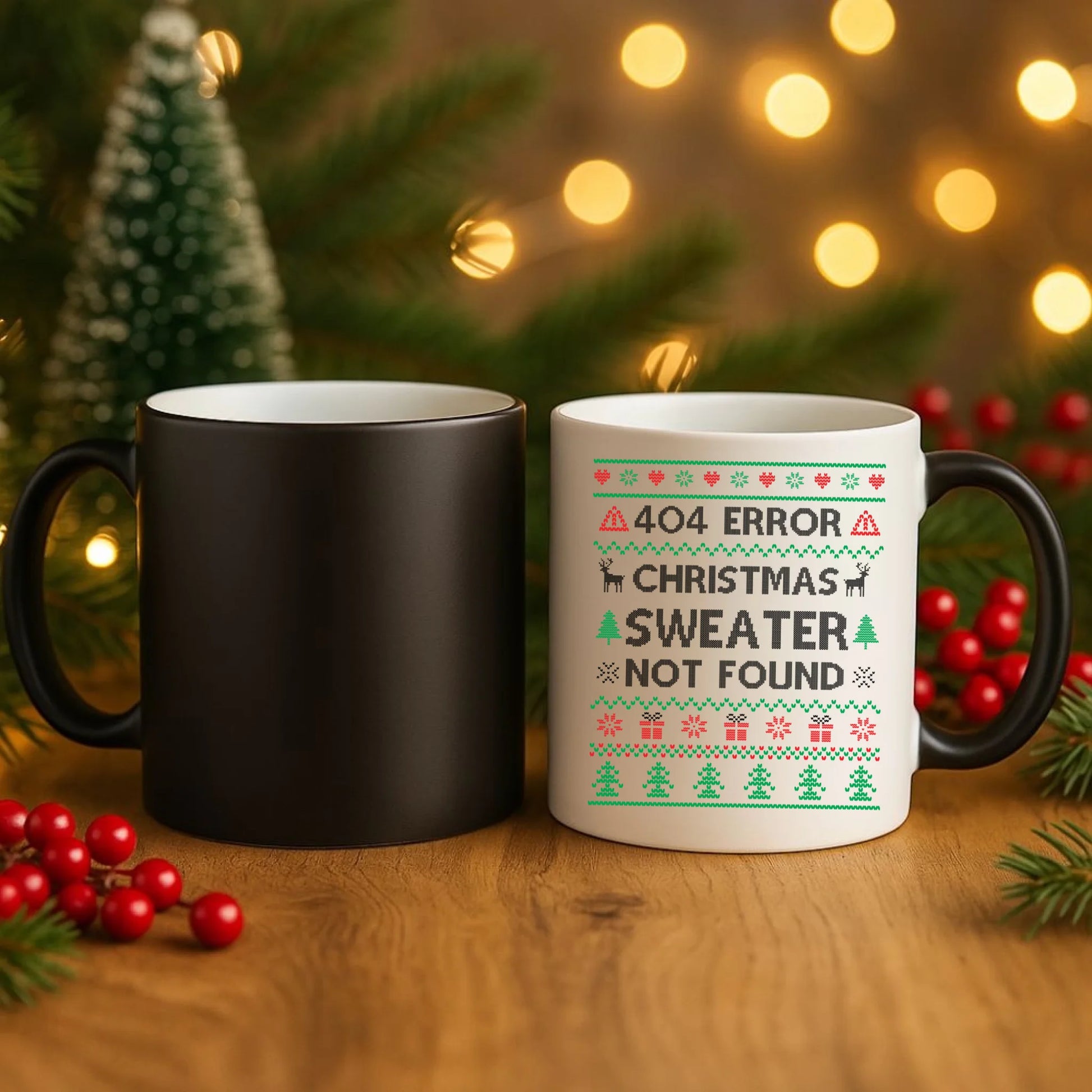 Kubek magiczny świąteczny - Error 404 Christmas sweater not found BN107 - StoryCups.pl