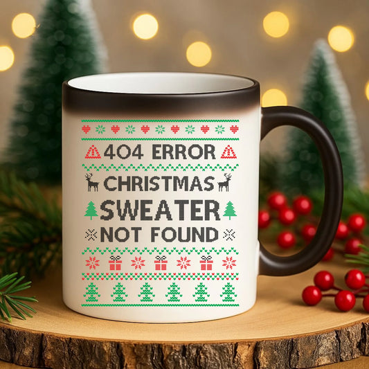 Kubek magiczny świąteczny - Error 404 Christmas sweater not found BN107 - StoryCups.pl