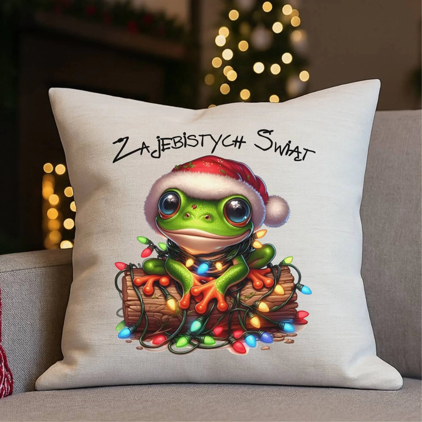 Poduszka świąteczna - Żaba - Żajebistych Świąt BN106 - StoryCups.pl