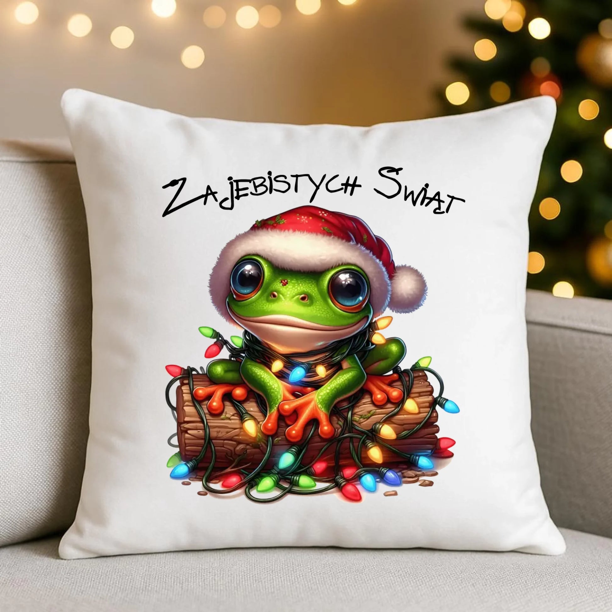 Poduszka świąteczna - Żaba - Żajebistych Świąt BN106 - StoryCups.pl