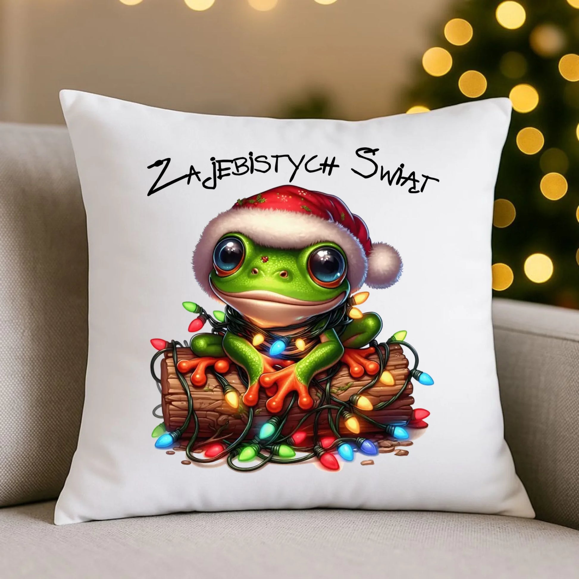Poduszka świąteczna - Żaba - Żajebistych Świąt BN106 - StoryCups.pl