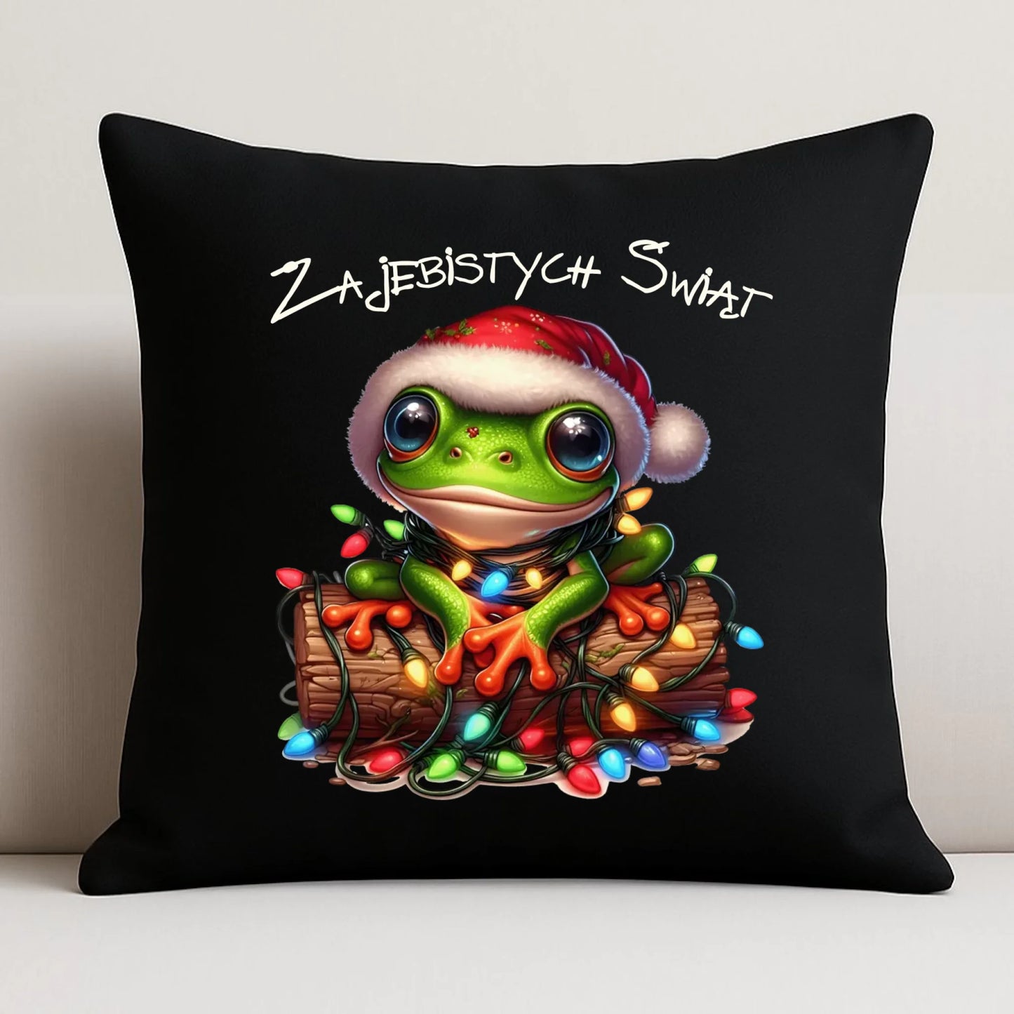 Poduszka dekoracyjna świąteczna - Żaba - Żajebistych Świąt BN106 - StoryCups.pl