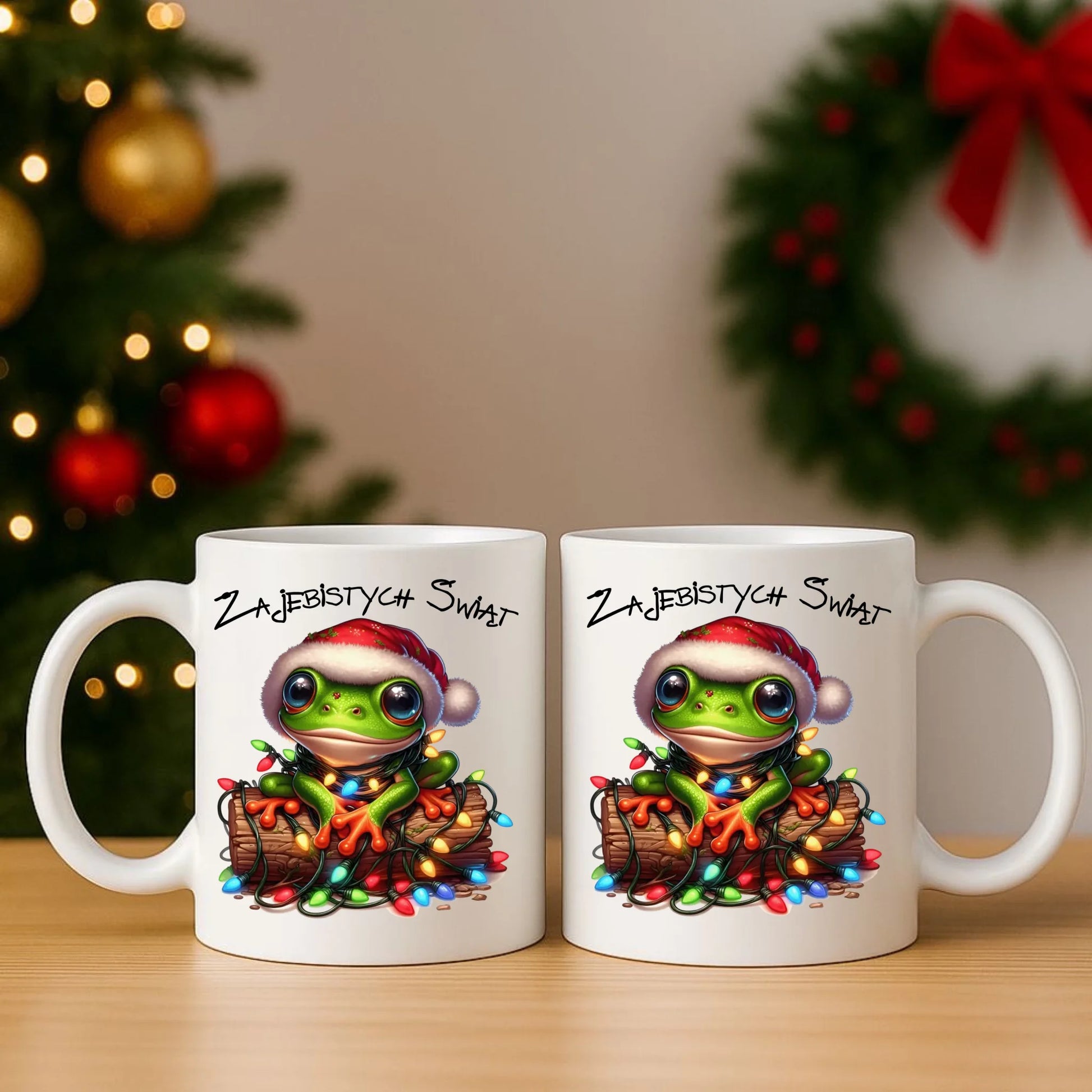 Zestaw poduszka i kubek świąteczny - Żaba - Żajebistych Świąt BN106 - StoryCups.pl