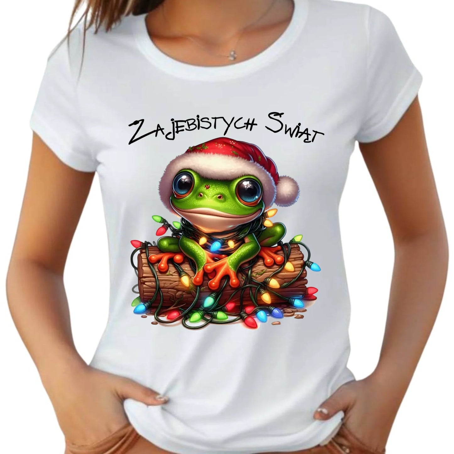 Koszulka damska świąteczna - Żaba - Żajebistych Świąt BN106 - StoryCups.pl