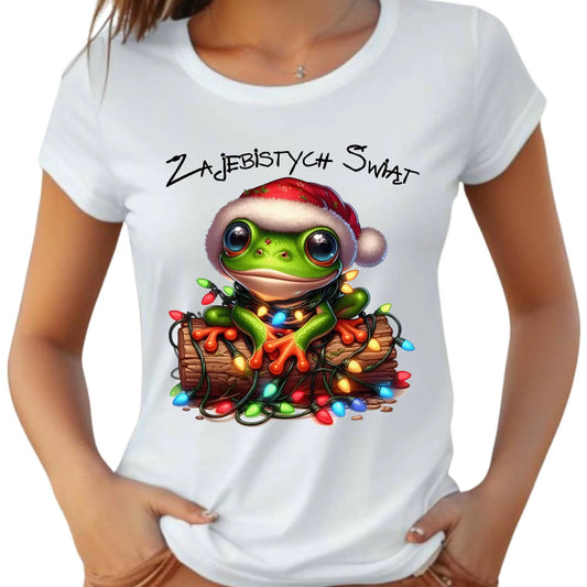 Koszulka damska świąteczna - Żaba - Żajebistych Świąt BN106 - StoryCups.pl