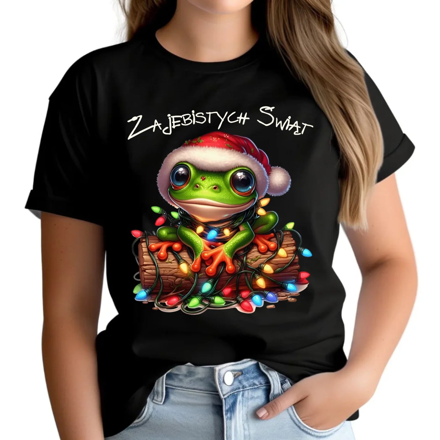 Koszulka damska świąteczna - Żaba - Żajebistych Świąt BN106 - StoryCups.pl