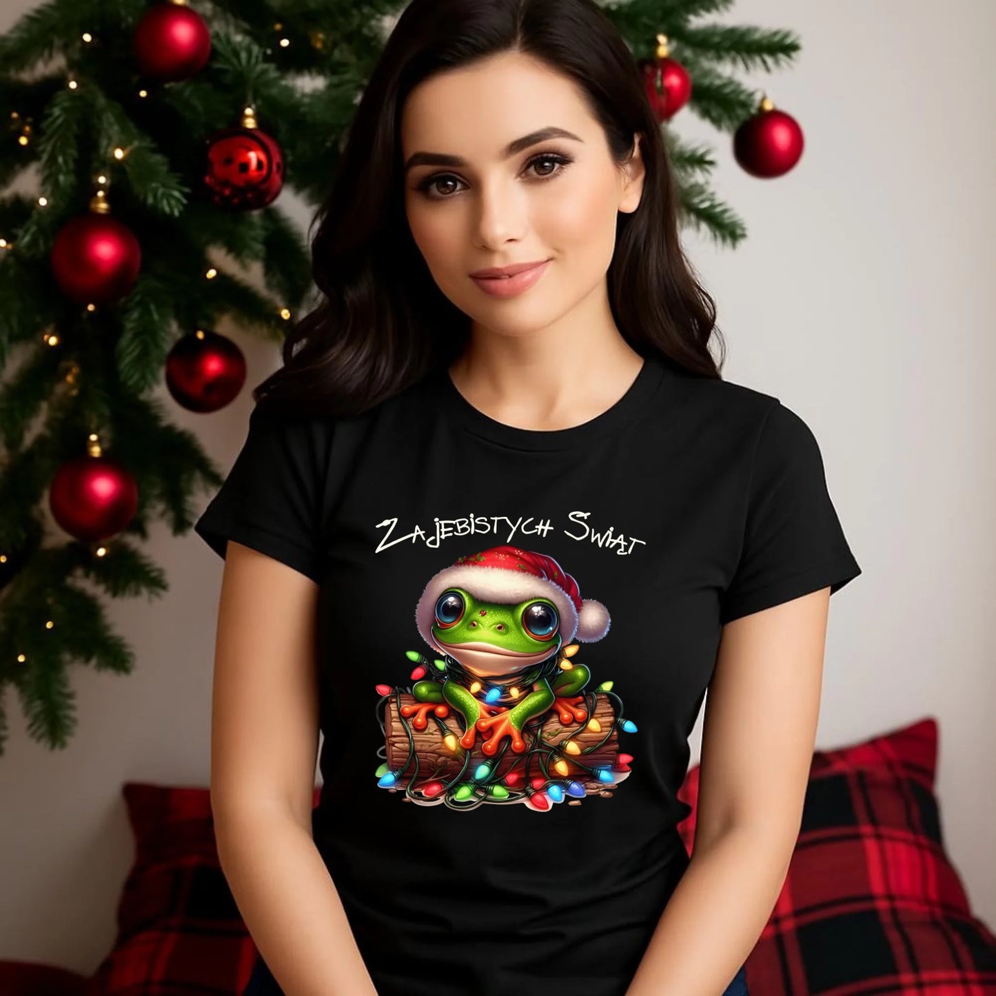 Koszulka damska świąteczna - Żaba - Żajebistych Świąt BN106 - StoryCups.pl