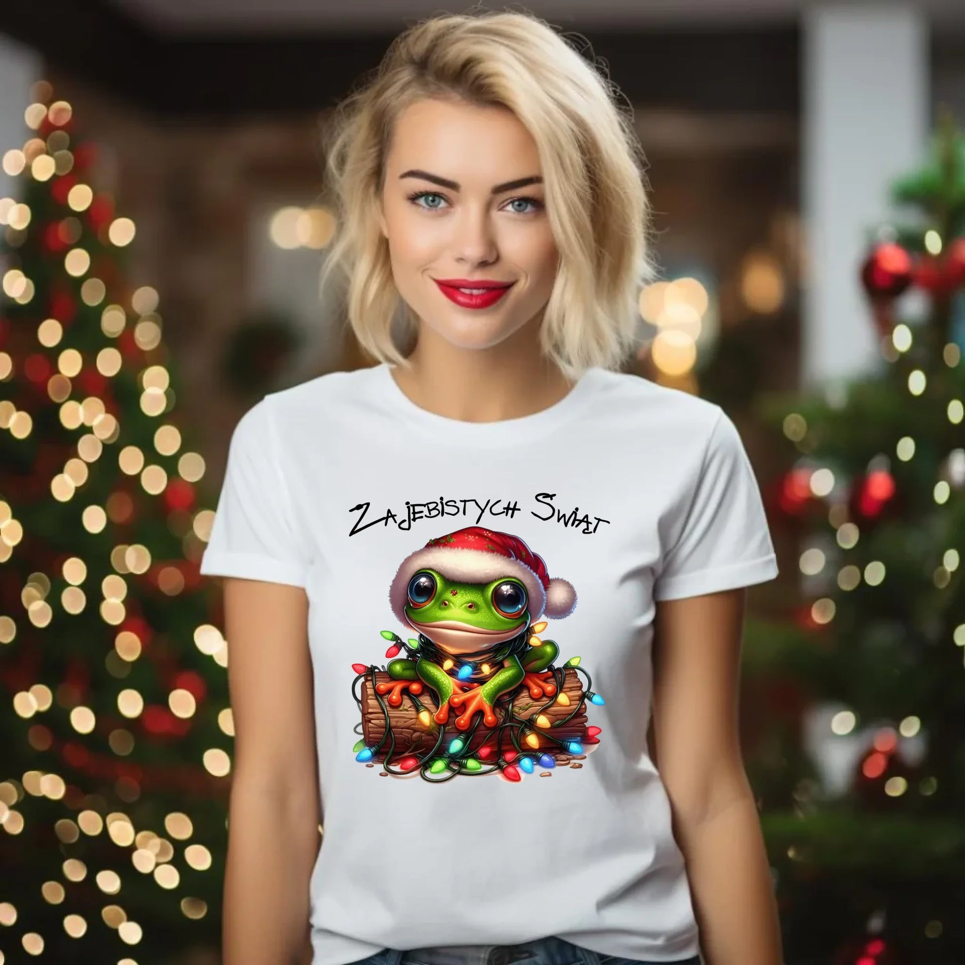Koszulka damska świąteczna - Żaba - Żajebistych Świąt BN106 - StoryCups.pl