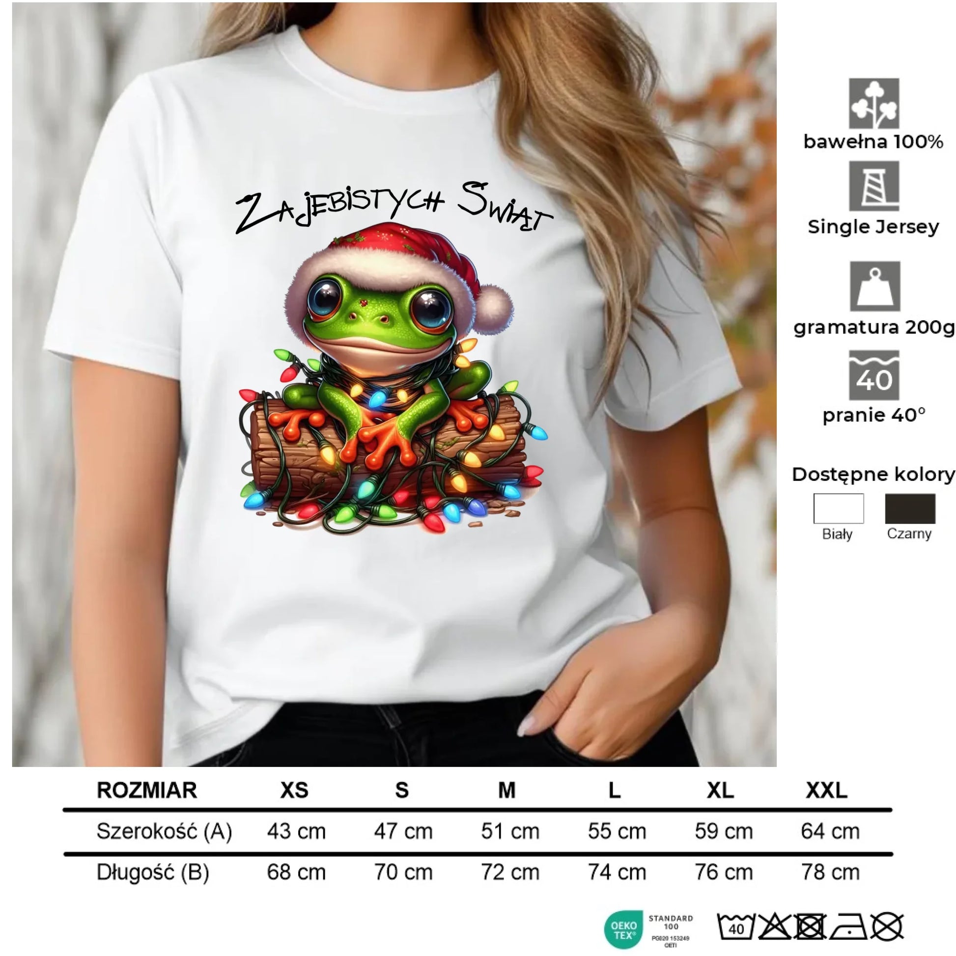 Koszulka damska świąteczna - Żaba - Żajebistych Świąt BN106 - StoryCups.pl