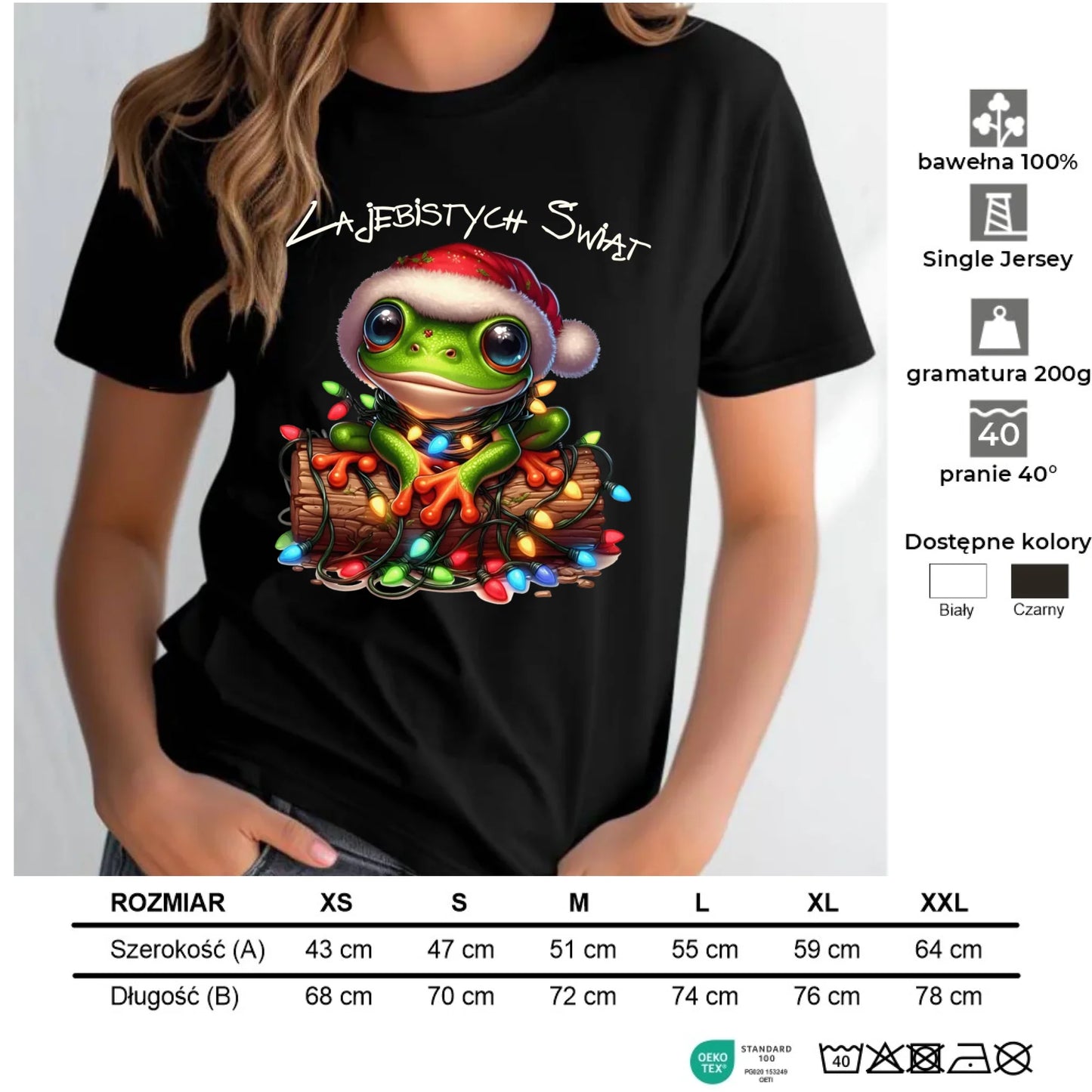 Koszulka damska świąteczna - Żaba - Żajebistych Świąt BN106 - StoryCups.pl