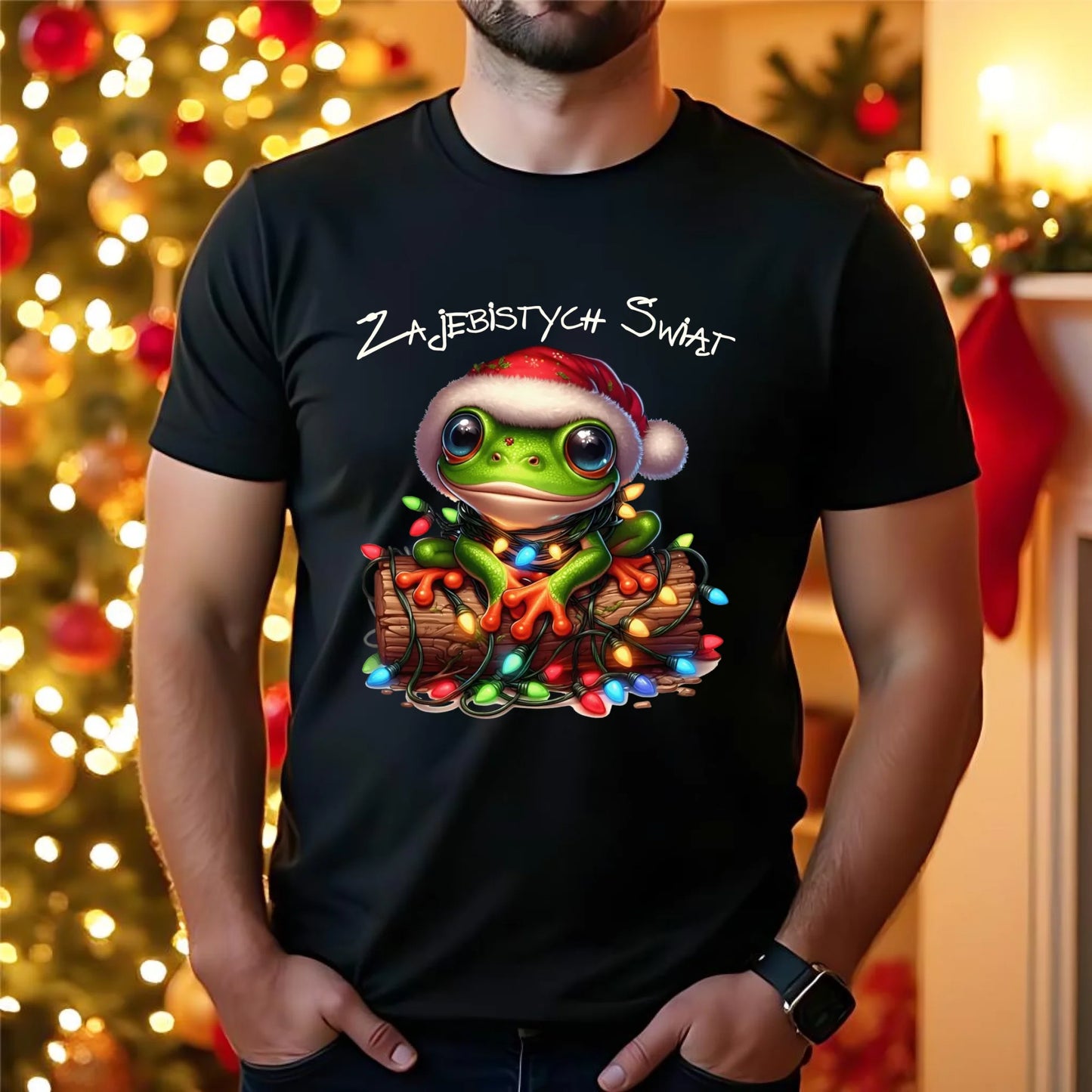 Koszulka męska świąteczna - Żaba - Żajebistych Świąt BN106 - StoryCups.pl