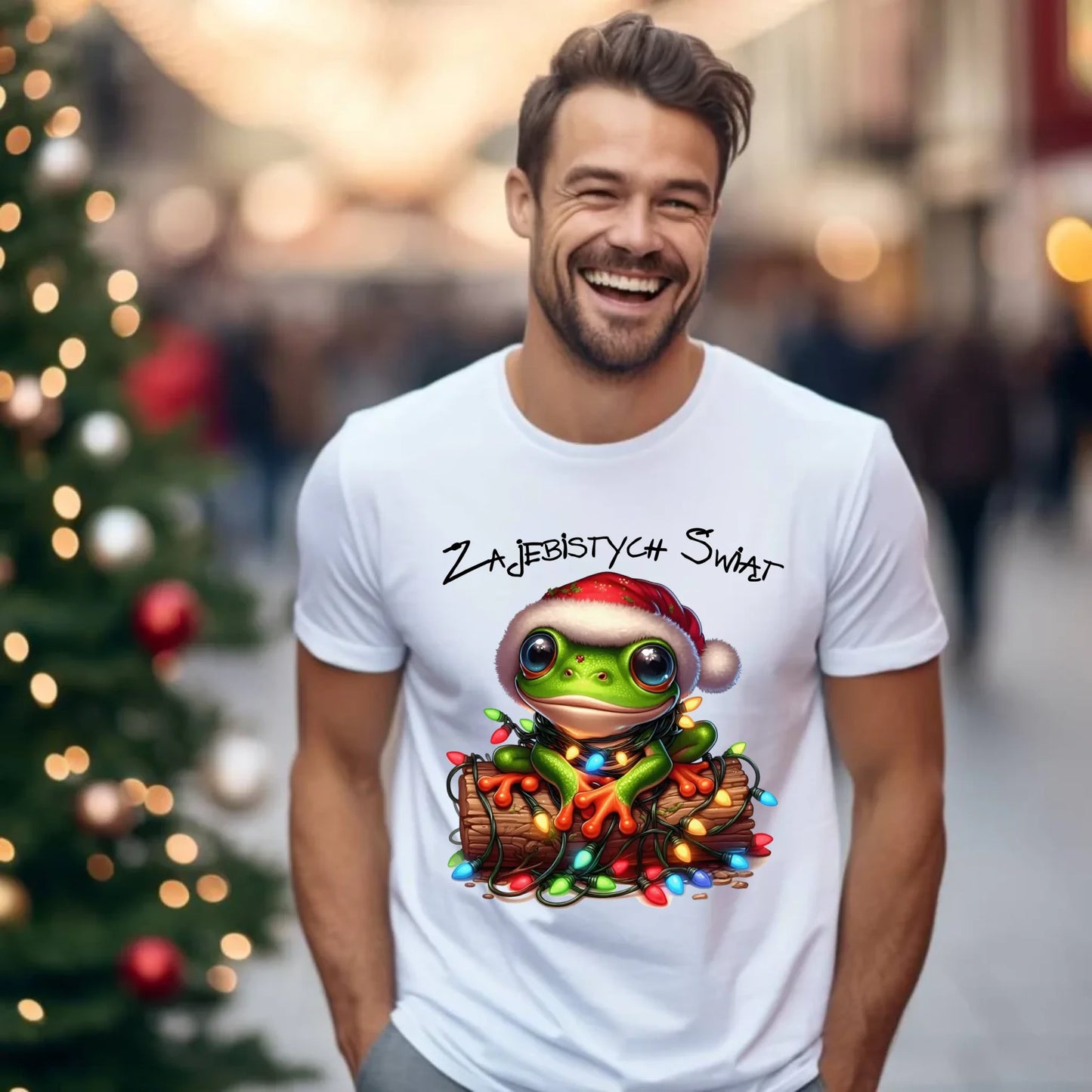 Koszulka męska świąteczna - Żaba - Żajebistych Świąt BN106 - StoryCups.pl