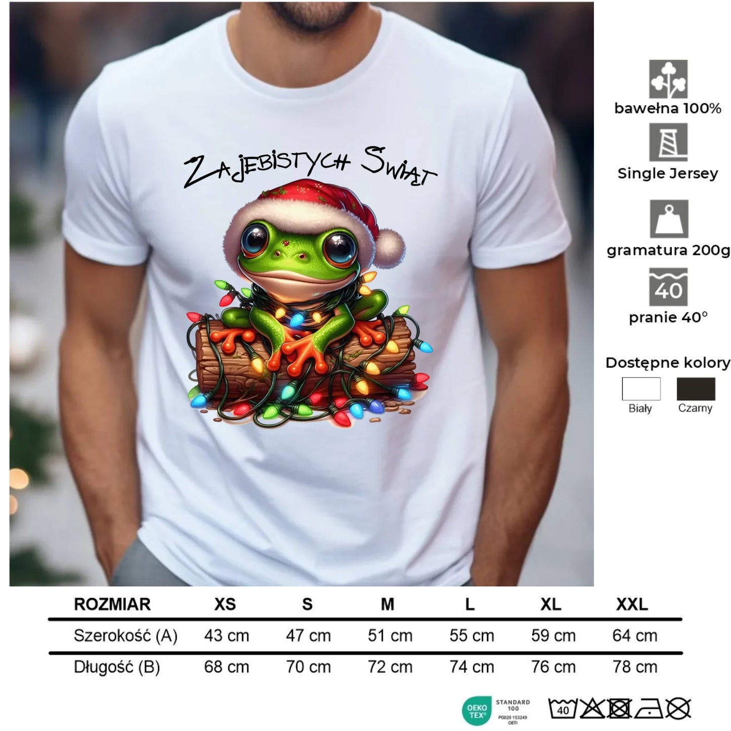 Koszulka męska świąteczna - Żaba - Żajebistych Świąt BN106 - StoryCups.pl
