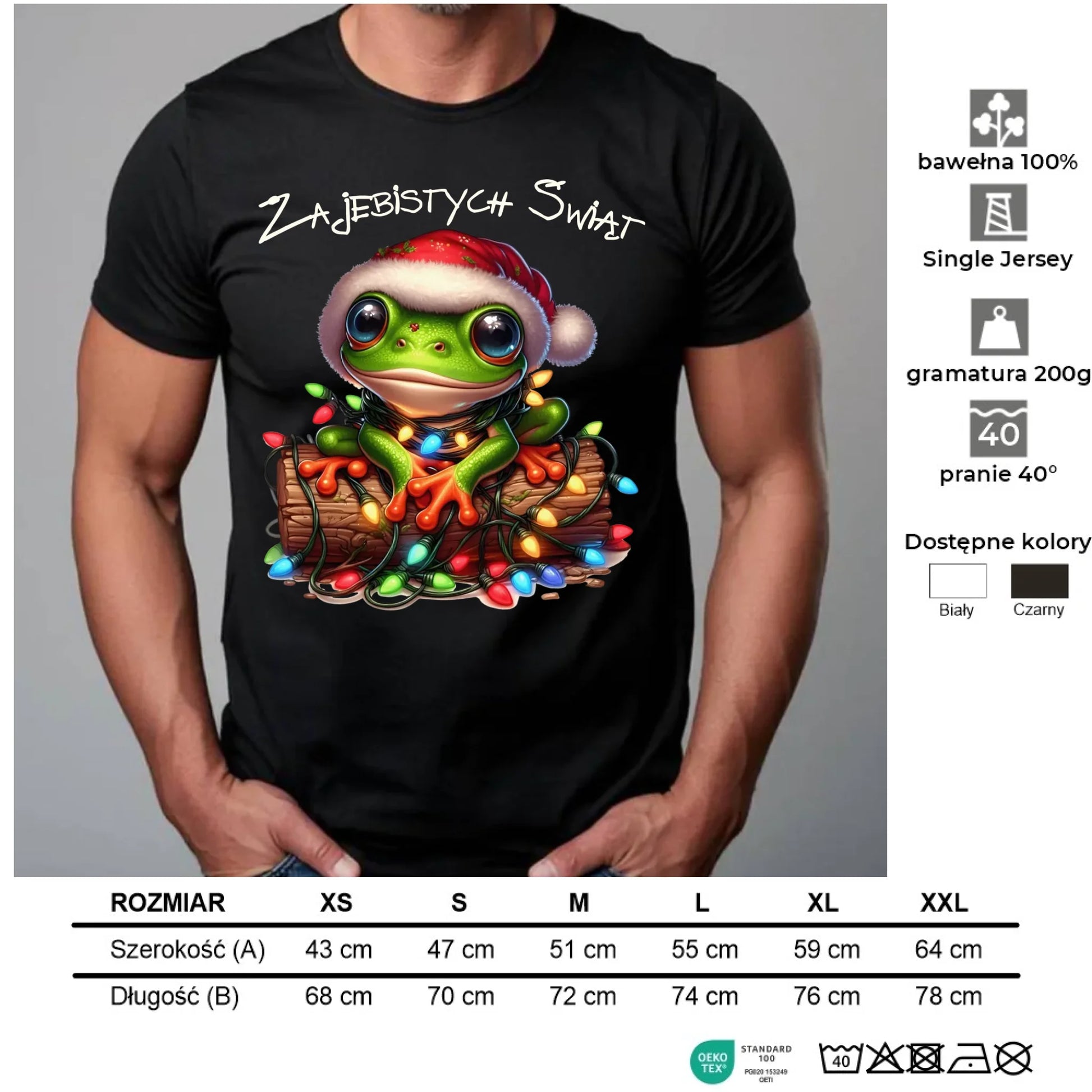 Koszulka męska świąteczna - Żaba - Żajebistych Świąt BN106 - StoryCups.pl