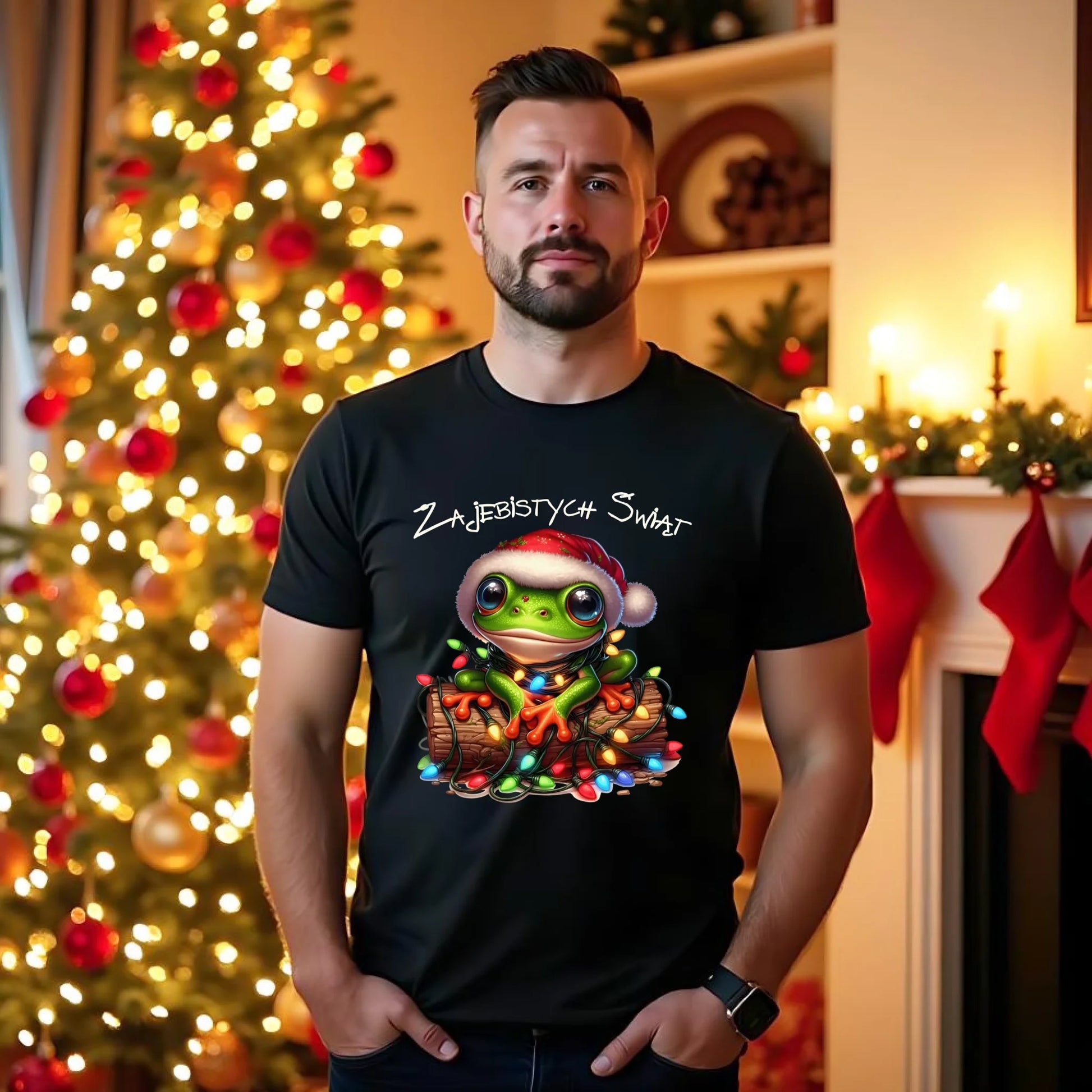 Koszulka męska świąteczna - Żaba - Żajebistych Świąt BN106 - StoryCups.pl