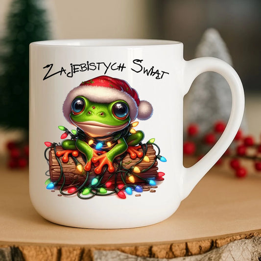 Kubek elegant świąteczny - Żaba - Żajebistych Świąt BN106 - StoryCups.pl
