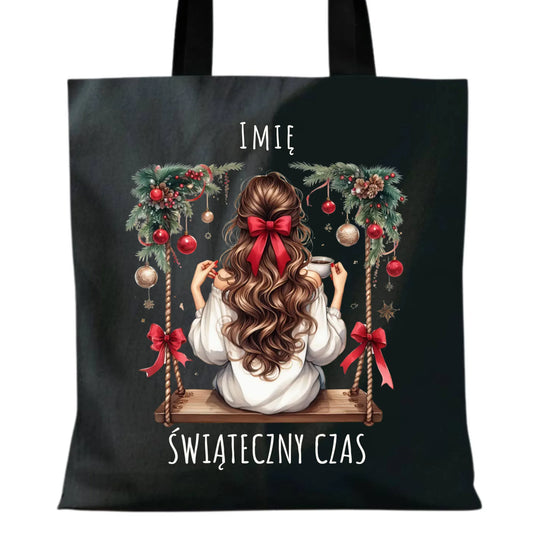 Torba świąteczna - Dziewczyna na huśtawce - Świąteczny czas - personalizowana BN105 - StoryCups.pl