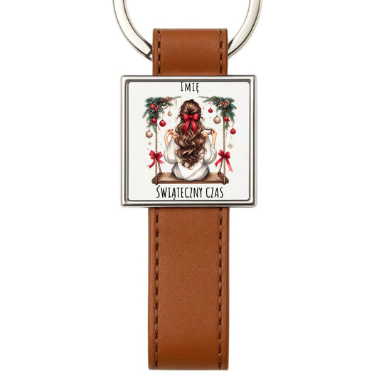 Brelok świąteczny - Dziewczyna na huśtawce - Świąteczny czas - personalizowany BN105 - StoryCups.pl