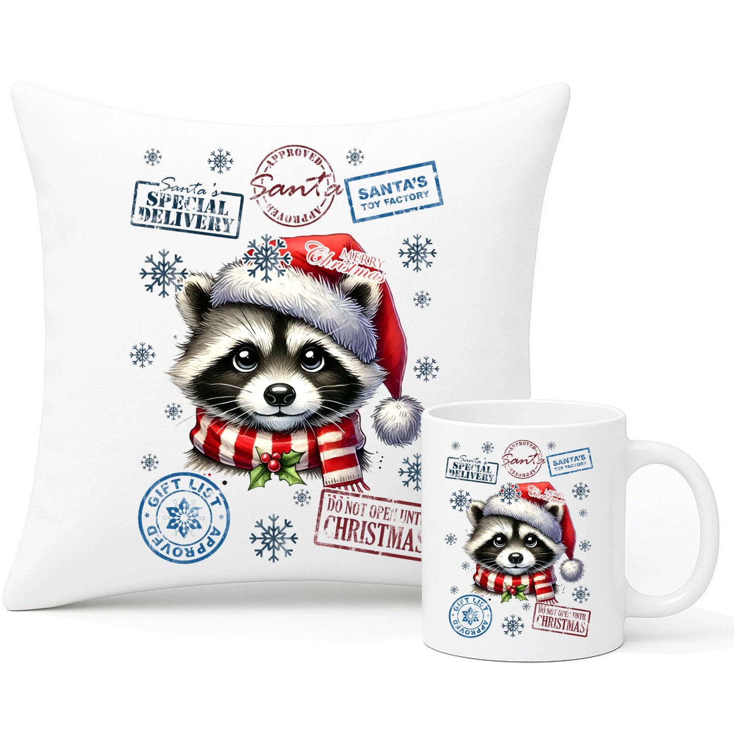 Zestaw poduszka i kubek świąteczny - Szop - Przesyłka od Mikołaja BN104 - StoryCups.pl