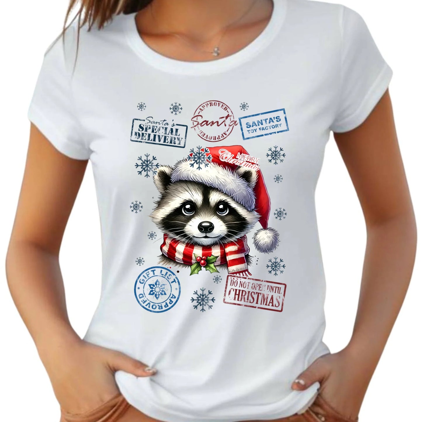 Koszulka damska świąteczna - Szop - Przesyłka od Mikołaja BN104 - StoryCups.pl