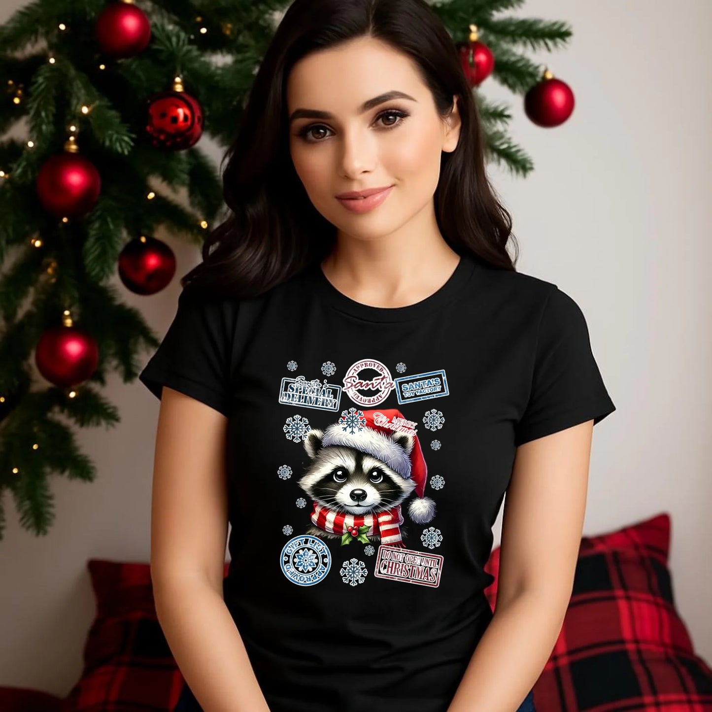 Koszulka damska świąteczna - Szop - Przesyłka od Mikołaja BN104 - StoryCups.pl