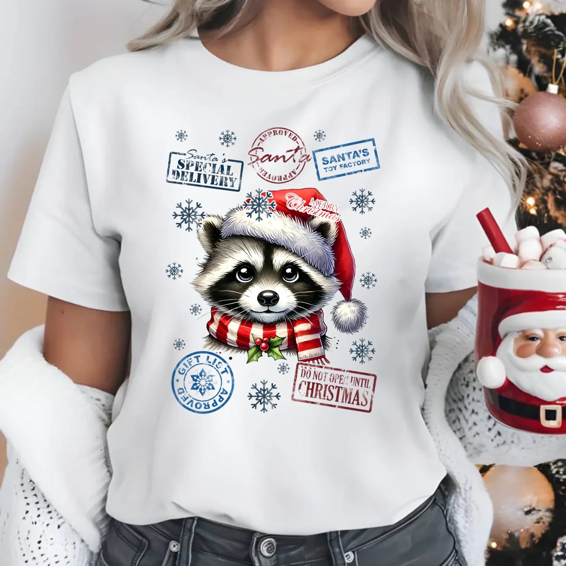 Koszulka damska świąteczna - Szop - Przesyłka od Mikołaja BN104 - StoryCups.pl