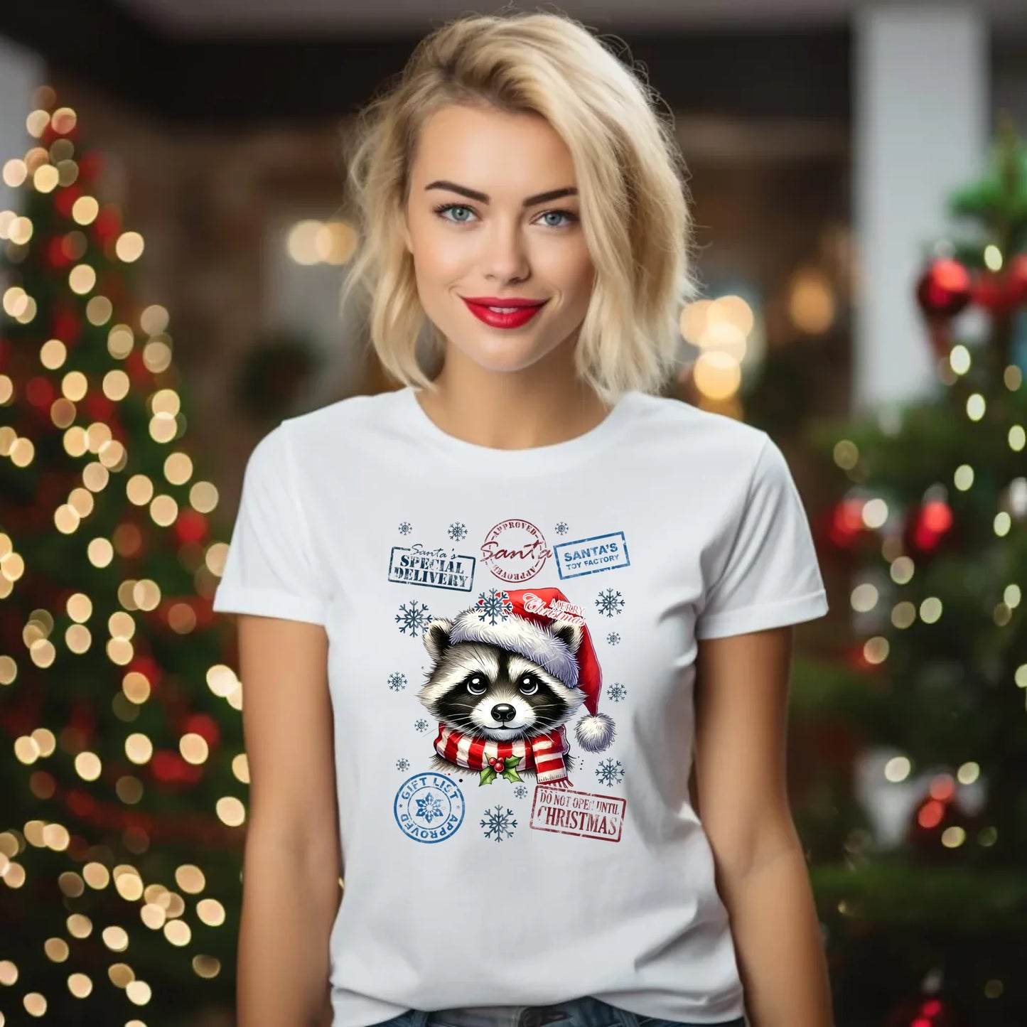 Koszulka damska świąteczna - Szop - Przesyłka od Mikołaja BN104 - StoryCups.pl