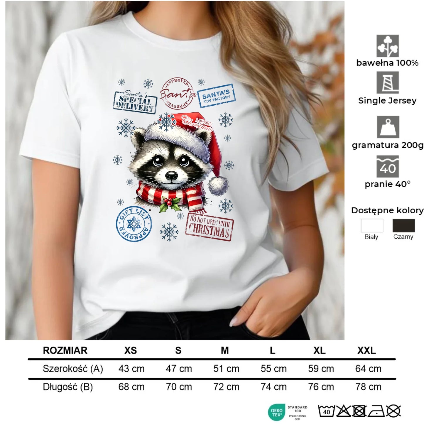 Koszulka damska świąteczna - Szop - Przesyłka od Mikołaja BN104 - StoryCups.pl