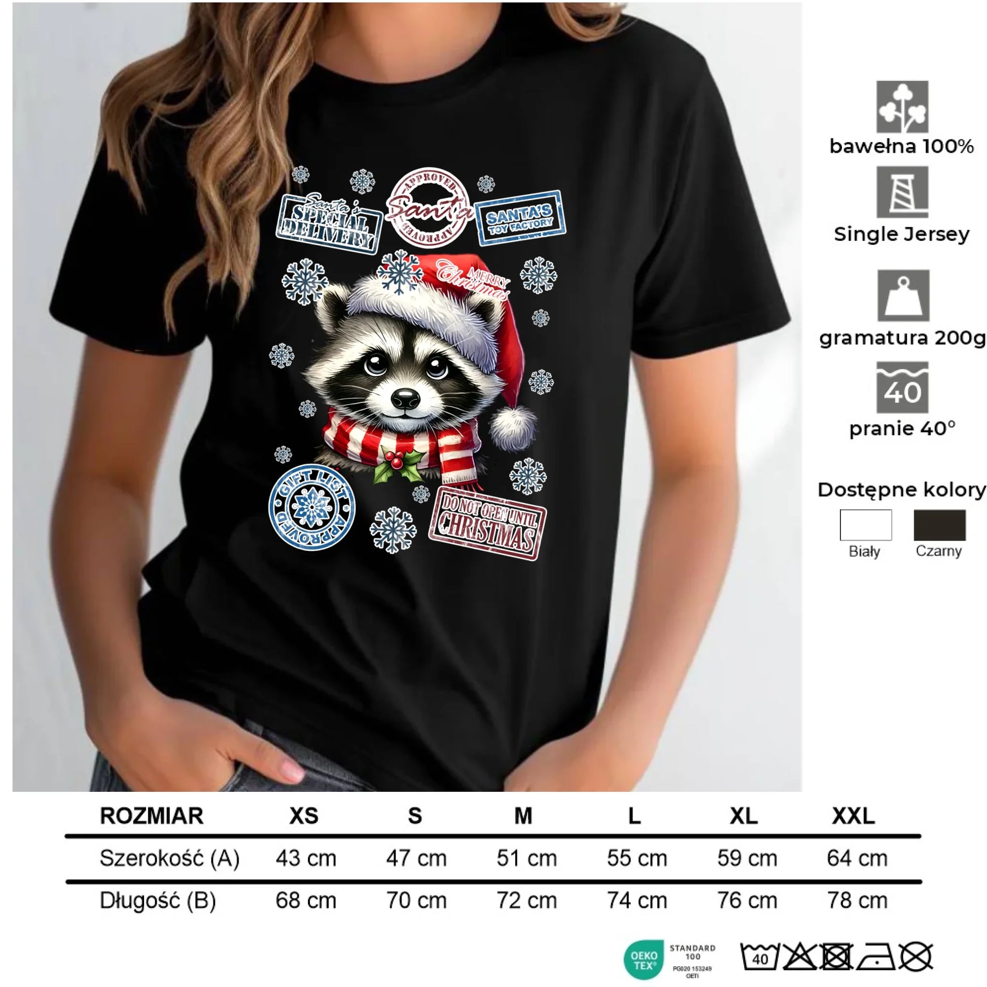 Koszulka damska świąteczna - Szop - Przesyłka od Mikołaja BN104 - StoryCups.pl