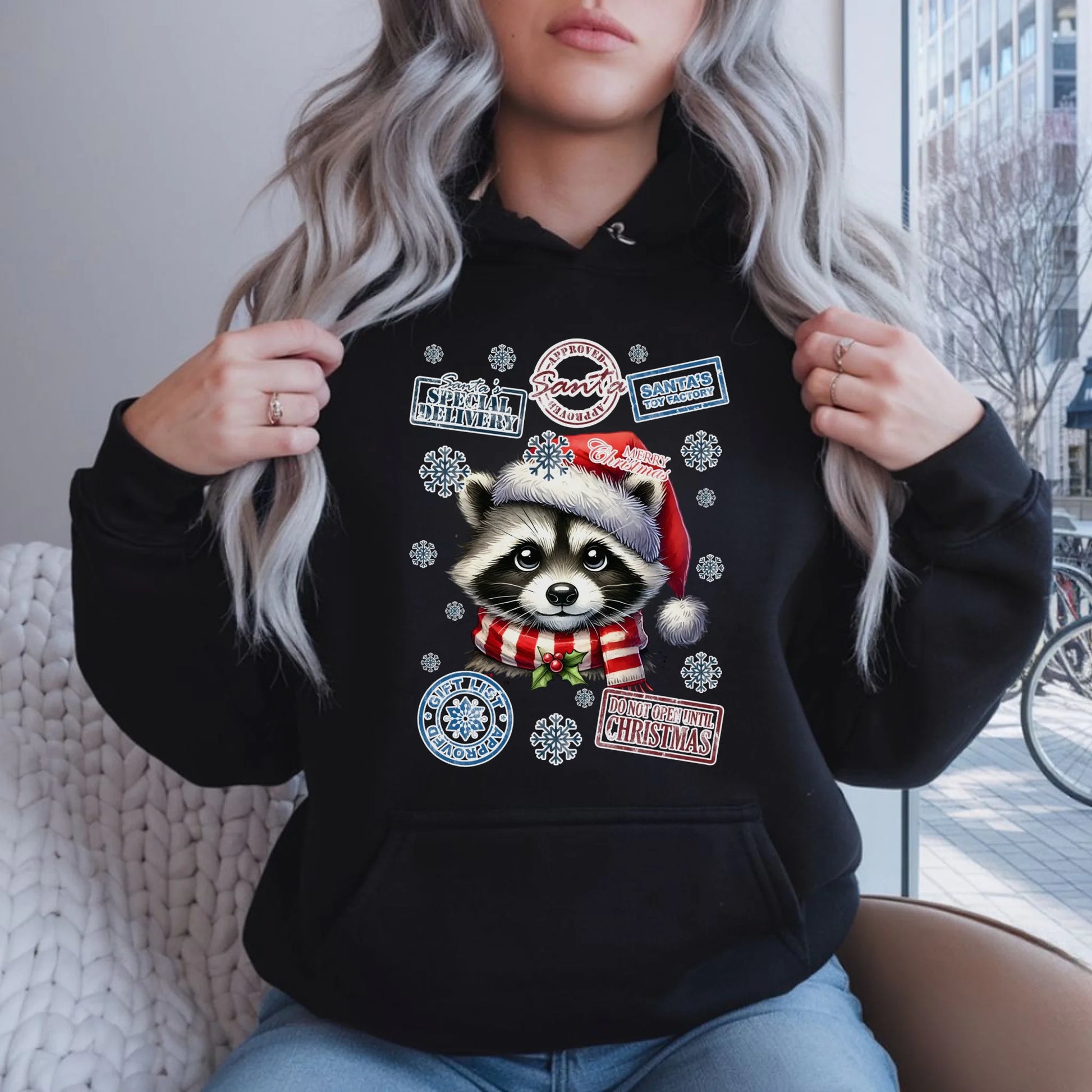 Bluza damska z kapturem świąteczna - Szop - Przesyłka od Mikołaja BN104 - StoryCups.pl