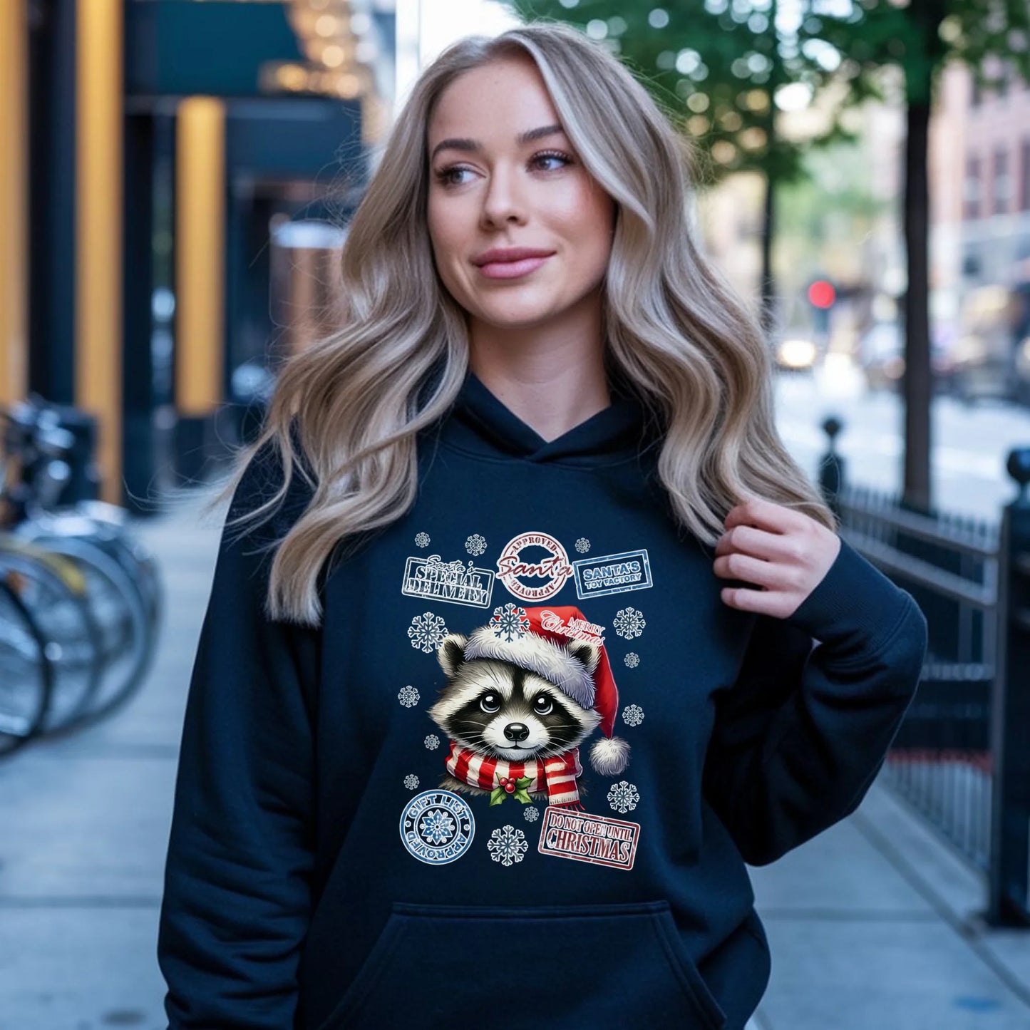 Bluza damska z kapturem świąteczna - Szop - Przesyłka od Mikołaja BN104 - StoryCups.pl