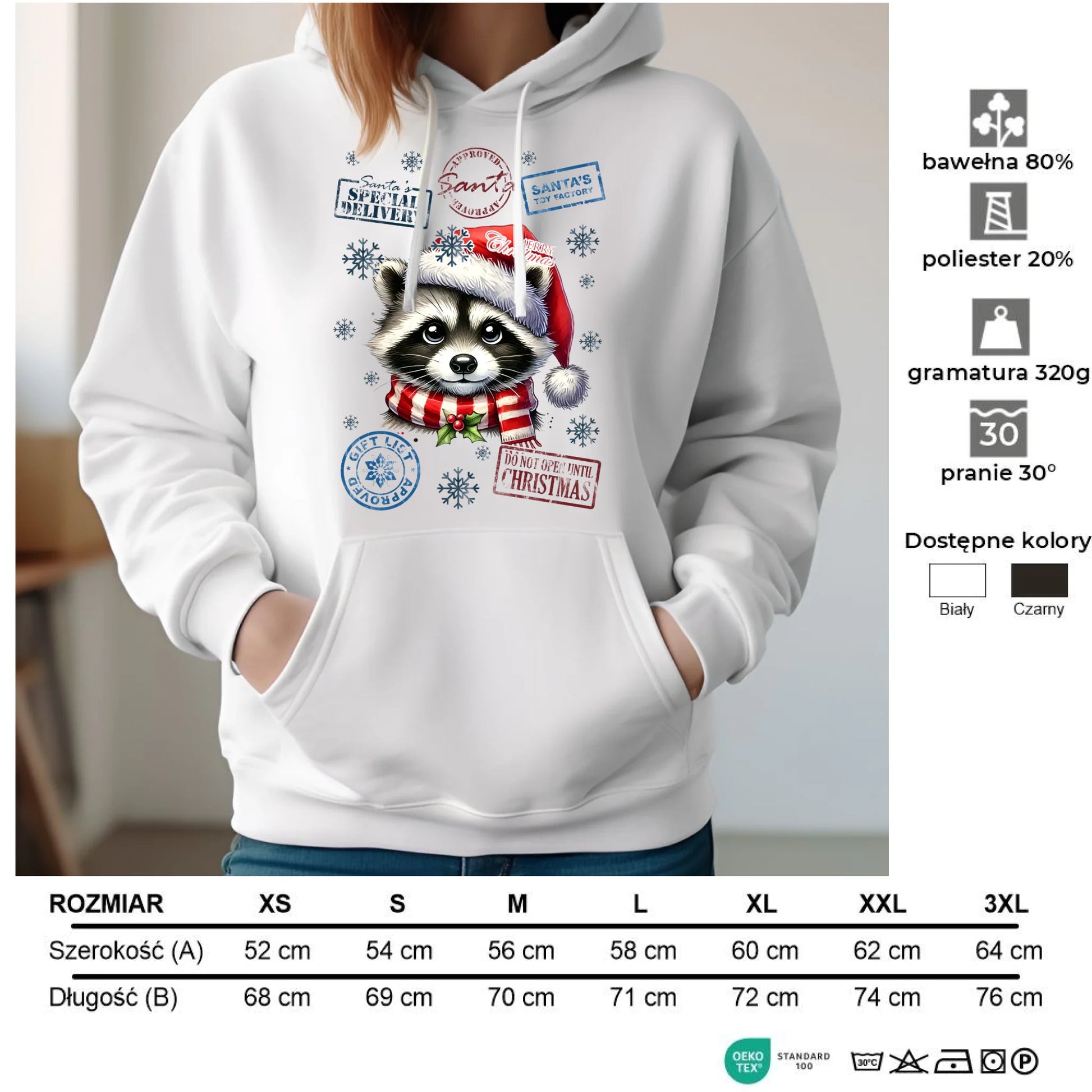 Bluza damska z kapturem świąteczna - Szop - Przesyłka od Mikołaja BN104 - StoryCups.pl