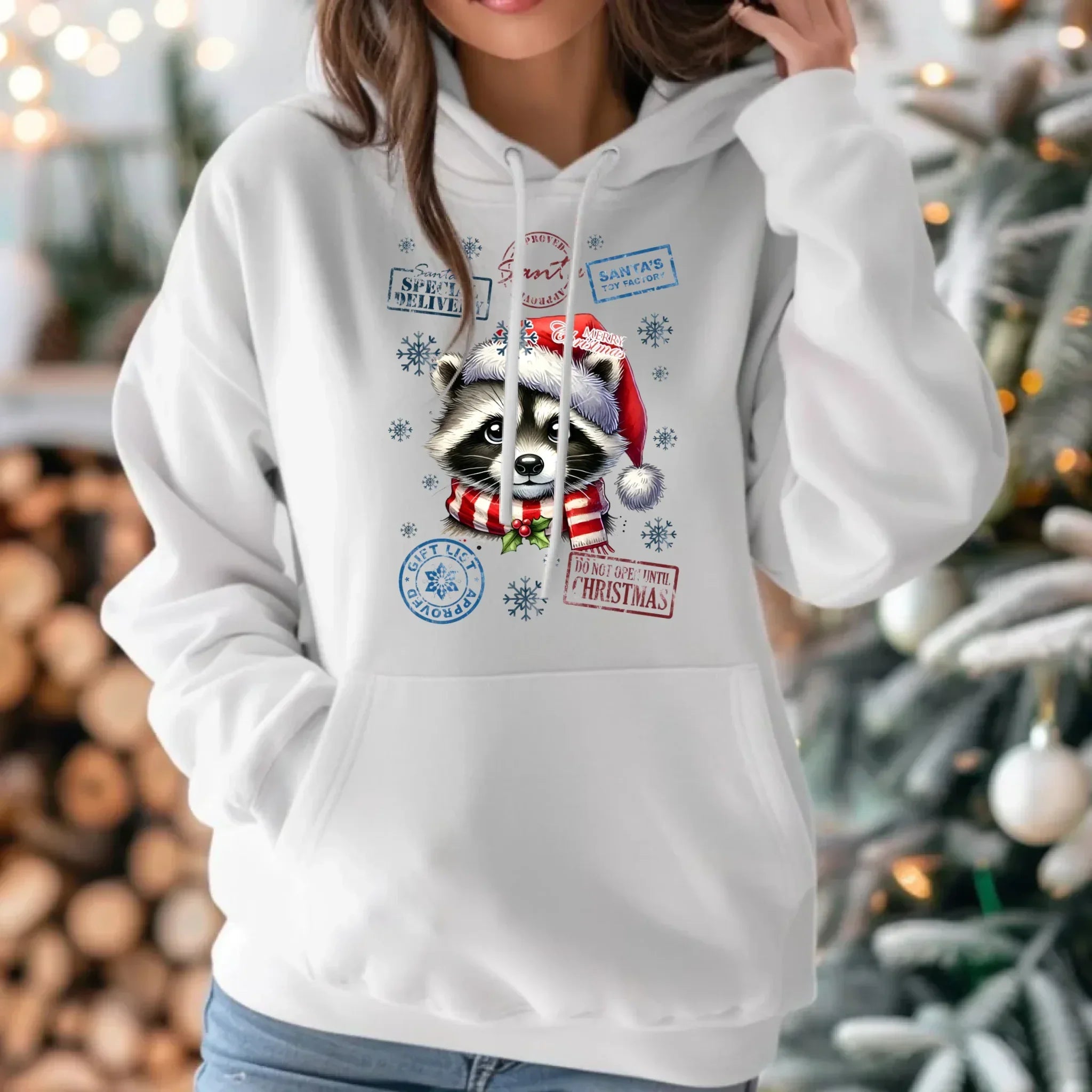 Bluza damska z kapturem świąteczna - Szop - Przesyłka od Mikołaja BN104 - StoryCups.pl