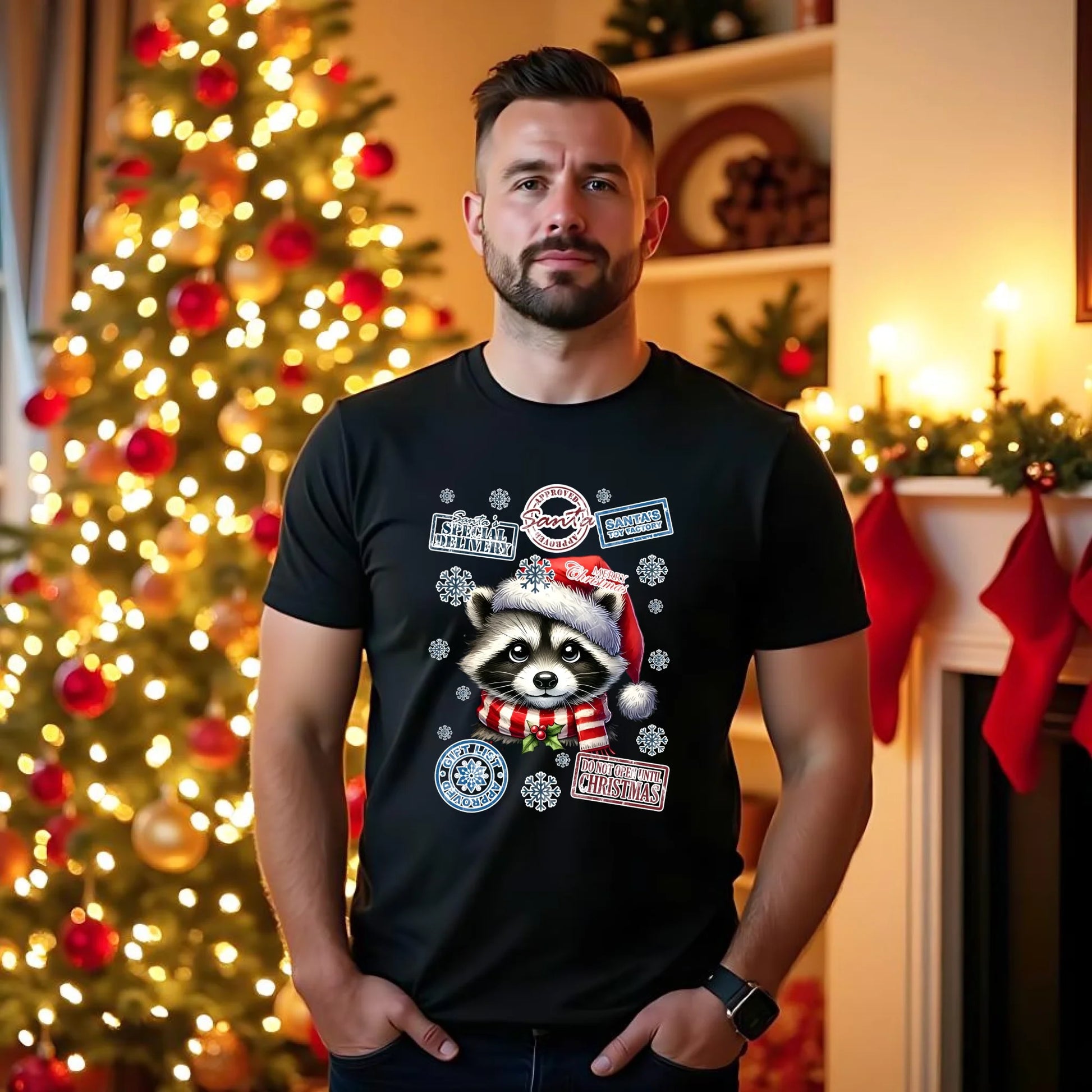 Koszulka męska świąteczna - Szop - Przesyłka od Mikołaja BN104 - StoryCups.pl