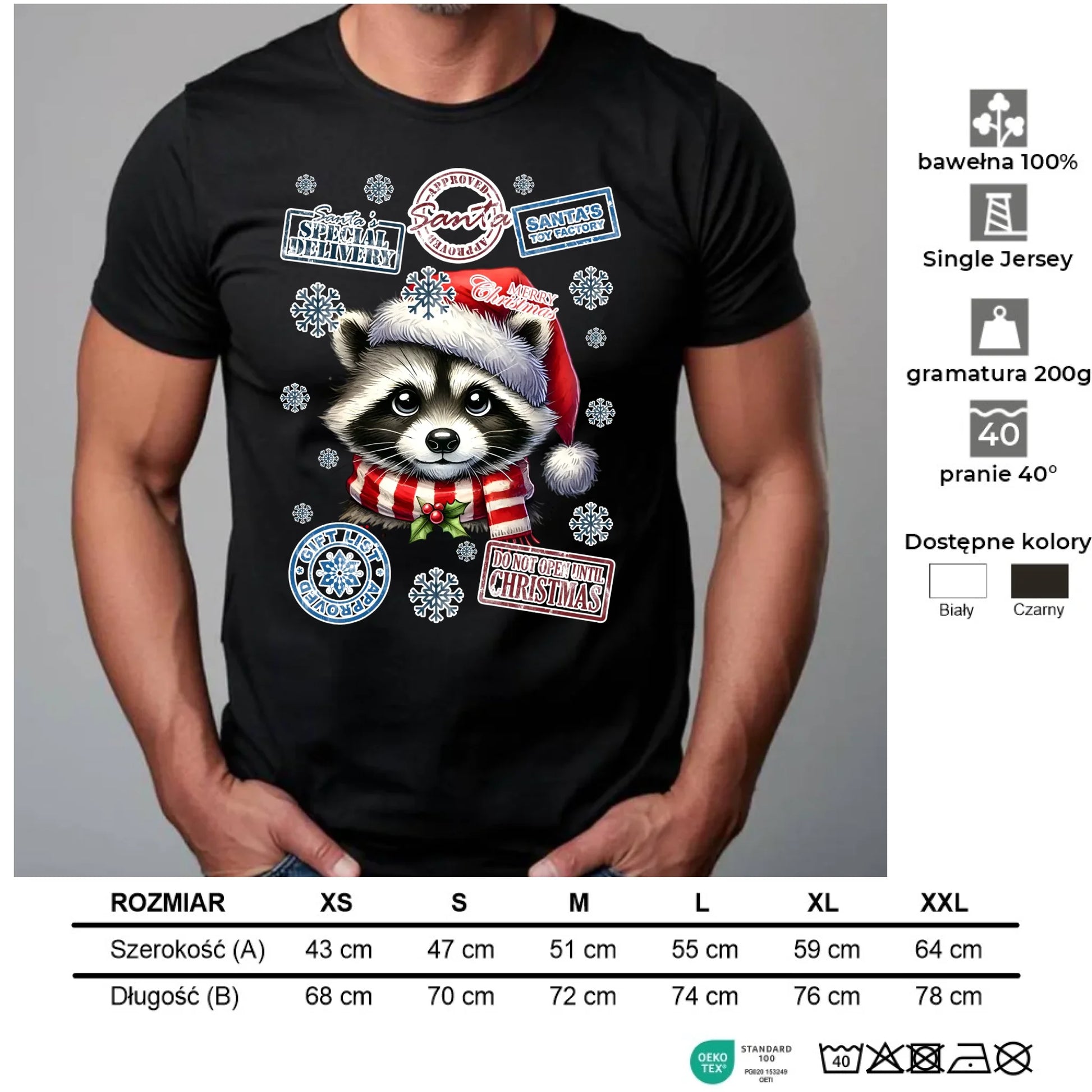 Koszulka męska świąteczna - Szop - Przesyłka od Mikołaja BN104 - StoryCups.pl