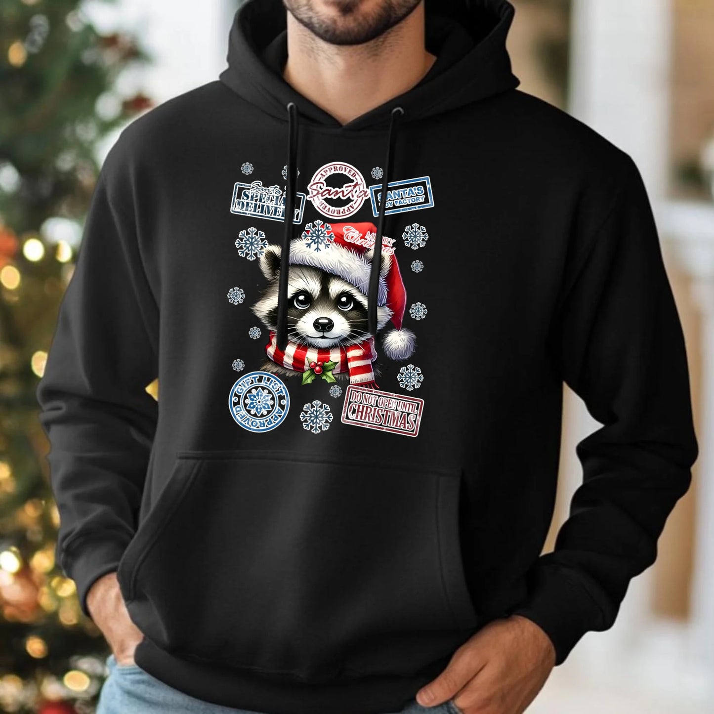 Bluza męska z kapturem świąteczna - Szop - Przesyłka od Mikołaja BN104 - StoryCups.pl