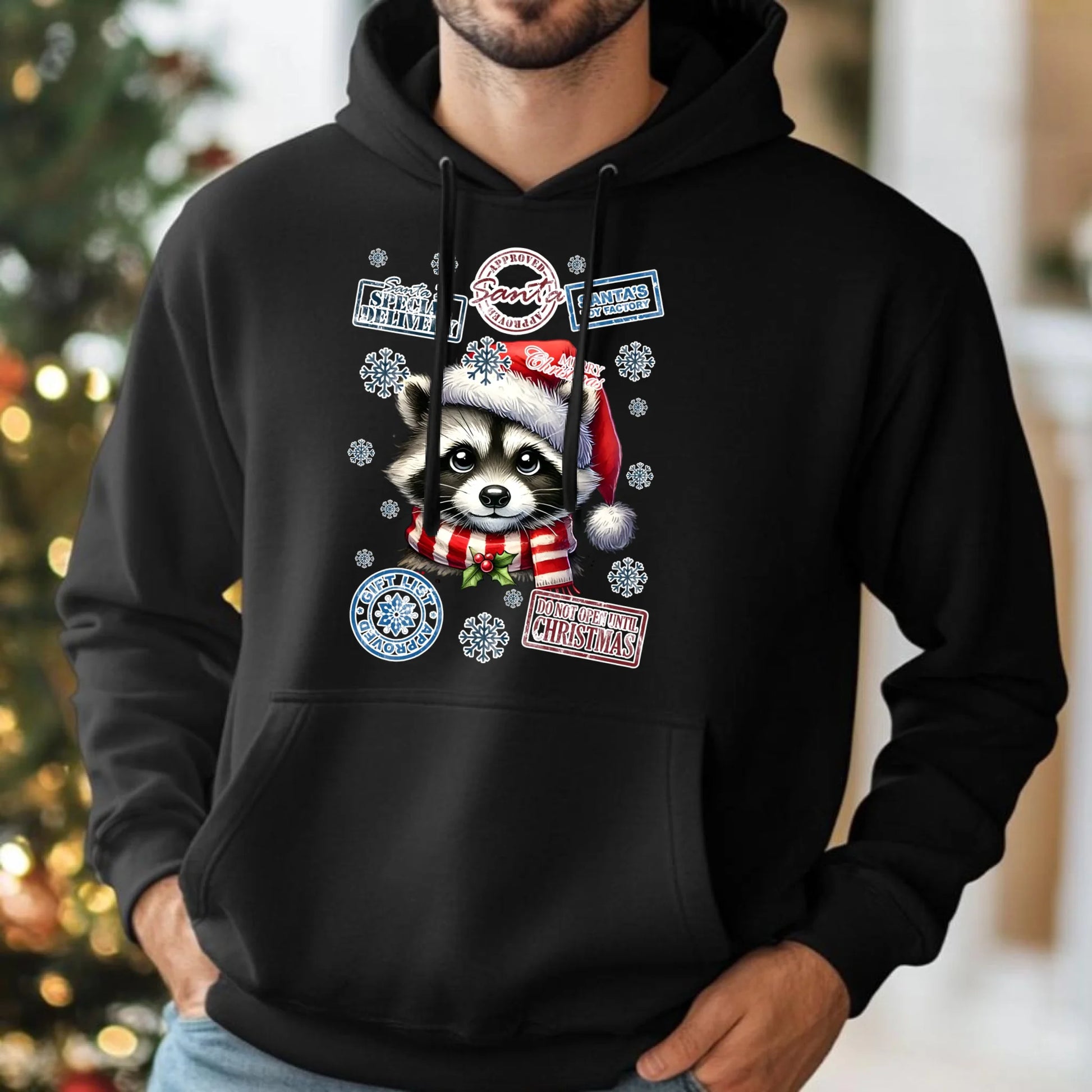 Bluza męska z kapturem świąteczna - Szop - Przesyłka od Mikołaja BN104 - StoryCups.pl