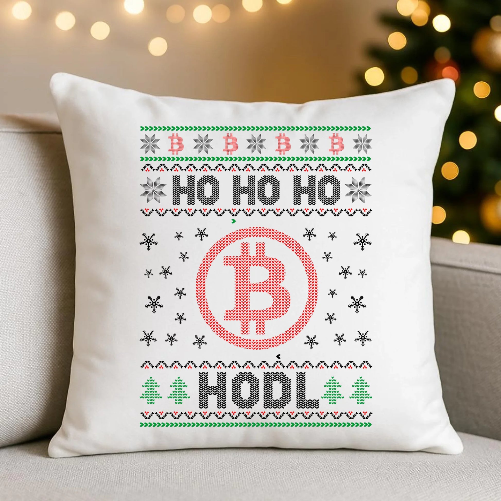 Poduszka świąteczna - Bitcoin - Ho Ho hodl BN103 - StoryCups.pl